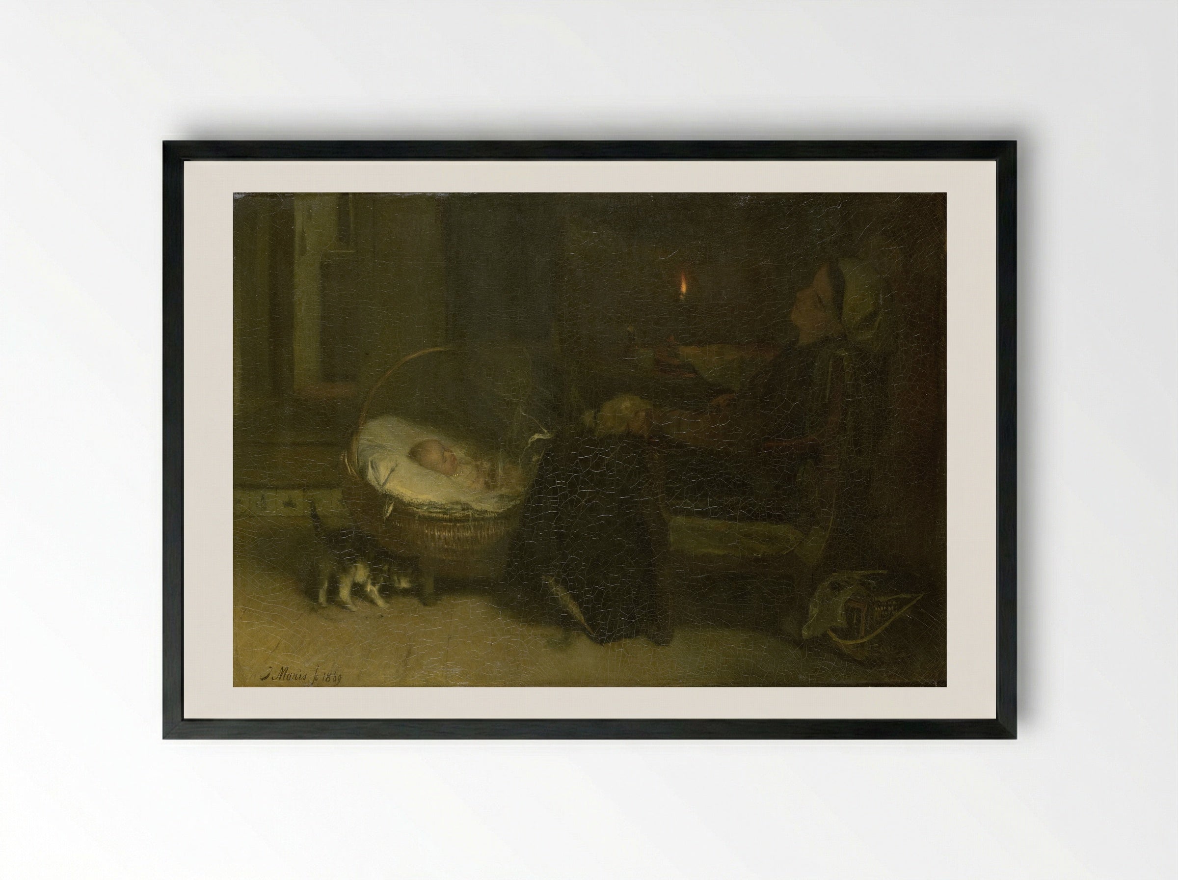 Moe gewaakt (Tired from Watching) - Jacob Maris - Framed Print Black