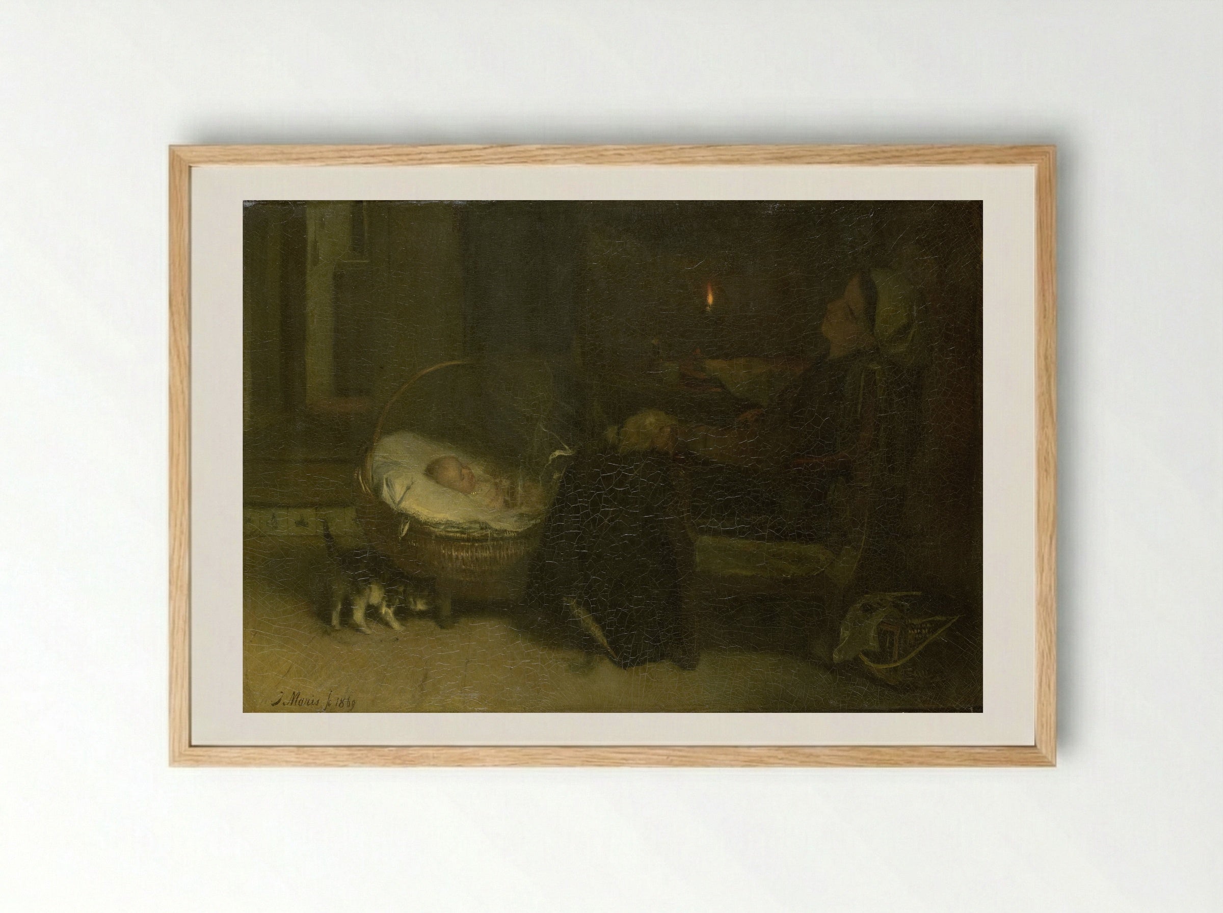 Moe gewaakt (Tired from Watching) - Jacob Maris - Framed Print Wood
