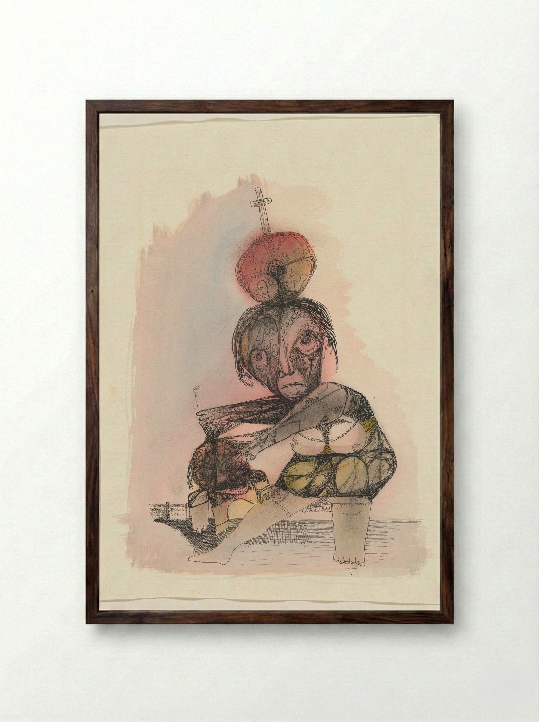 Moeder en kind - Fred van der Wal - Framed Print Dark Wood
