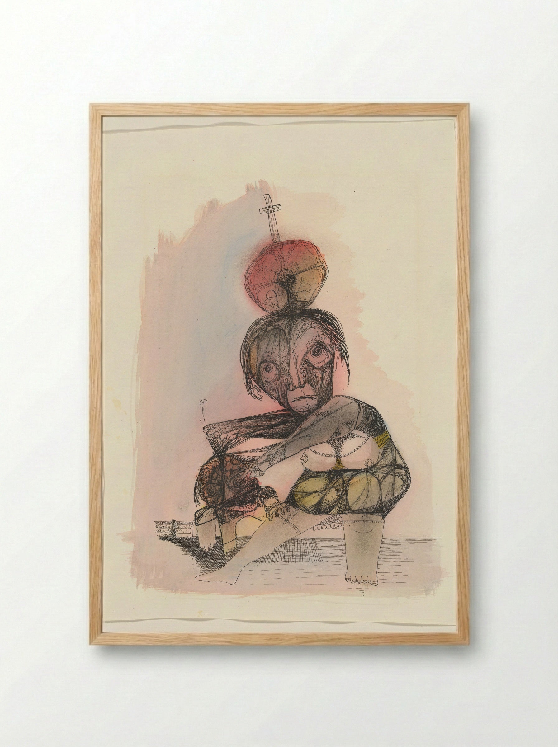Moeder en kind - Fred van der Wal - Framed Print Wood