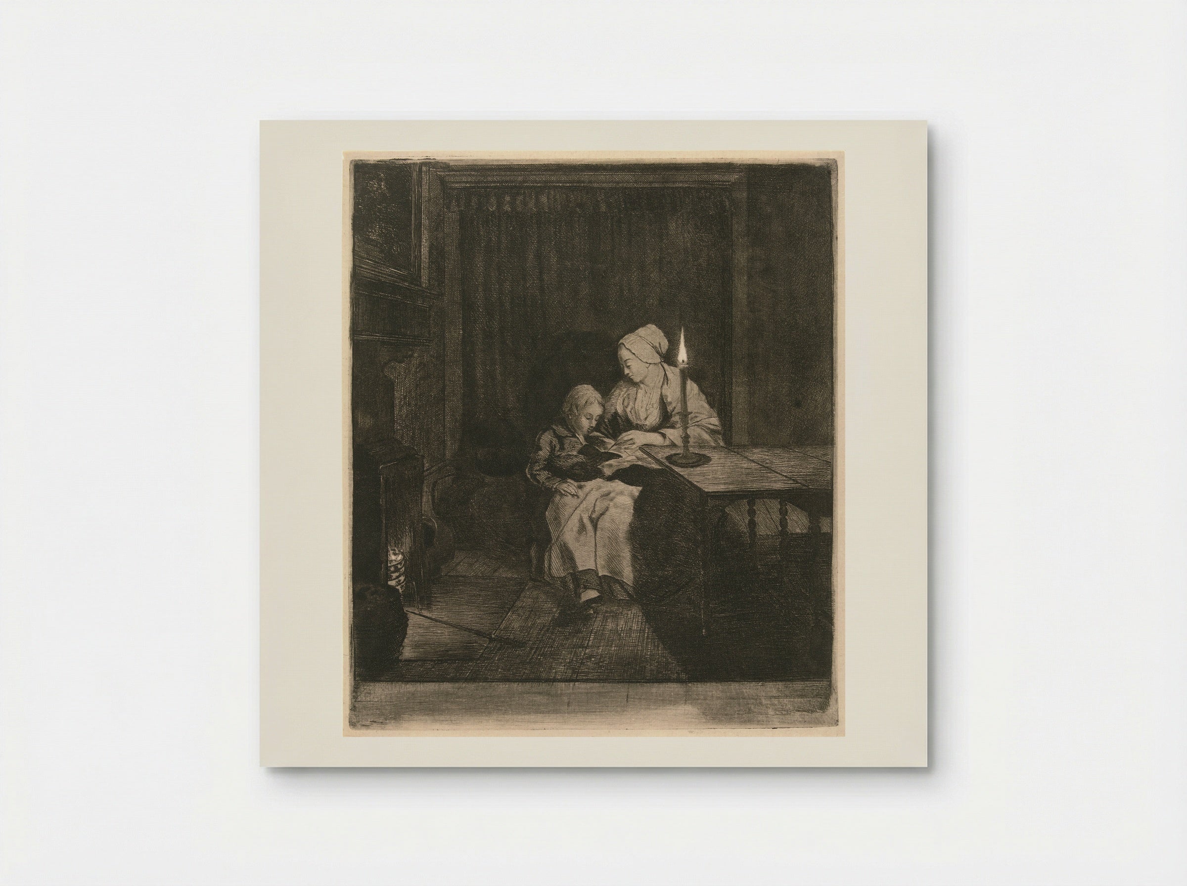 Moeder geeft haar zoon les (Mother Teaching Her Son) - Louis Bernard Coclers - Poster