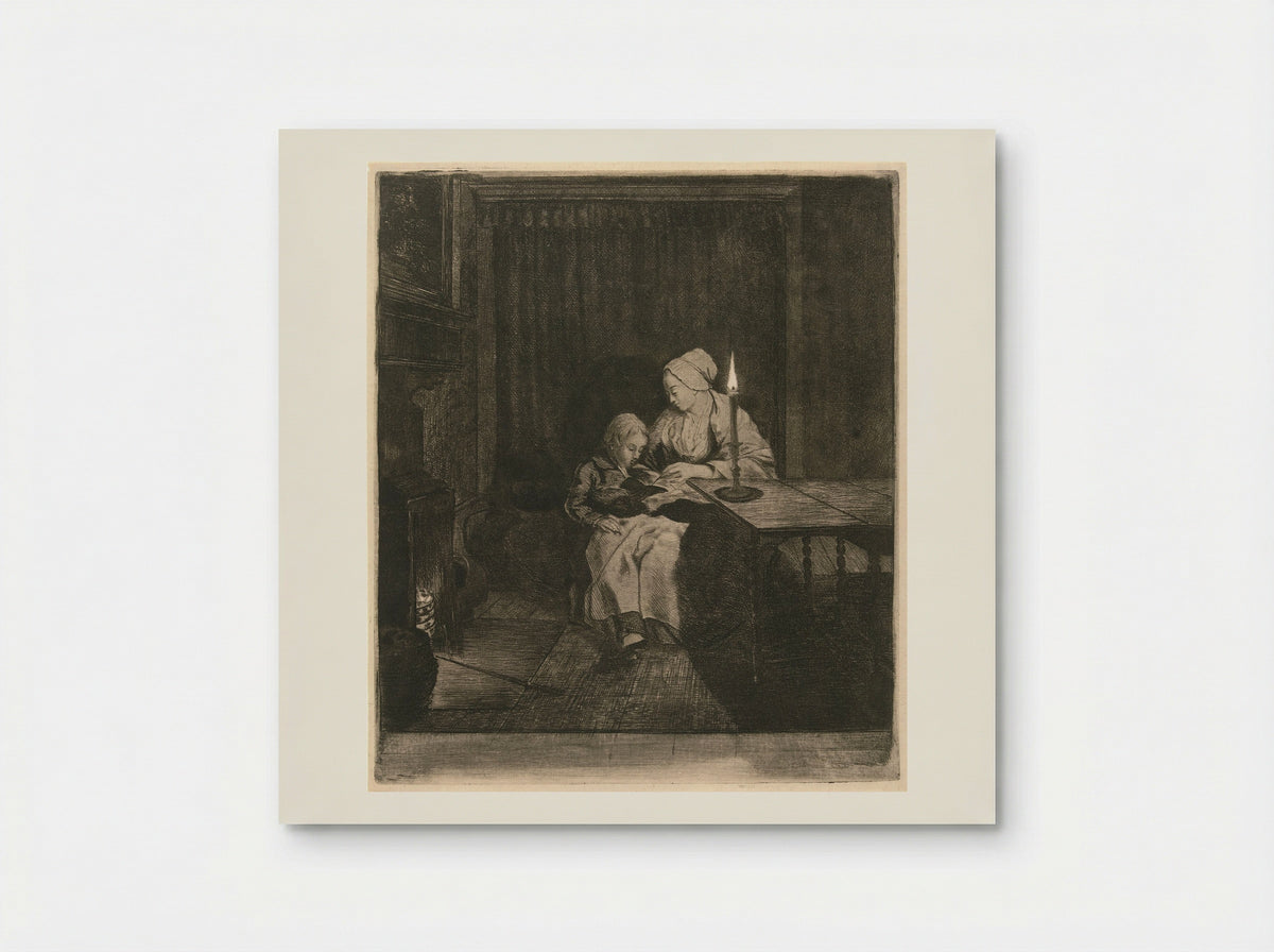 Moeder geeft haar zoon les (Mother Teaching Her Son) - Louis Bernard Coclers - Poster