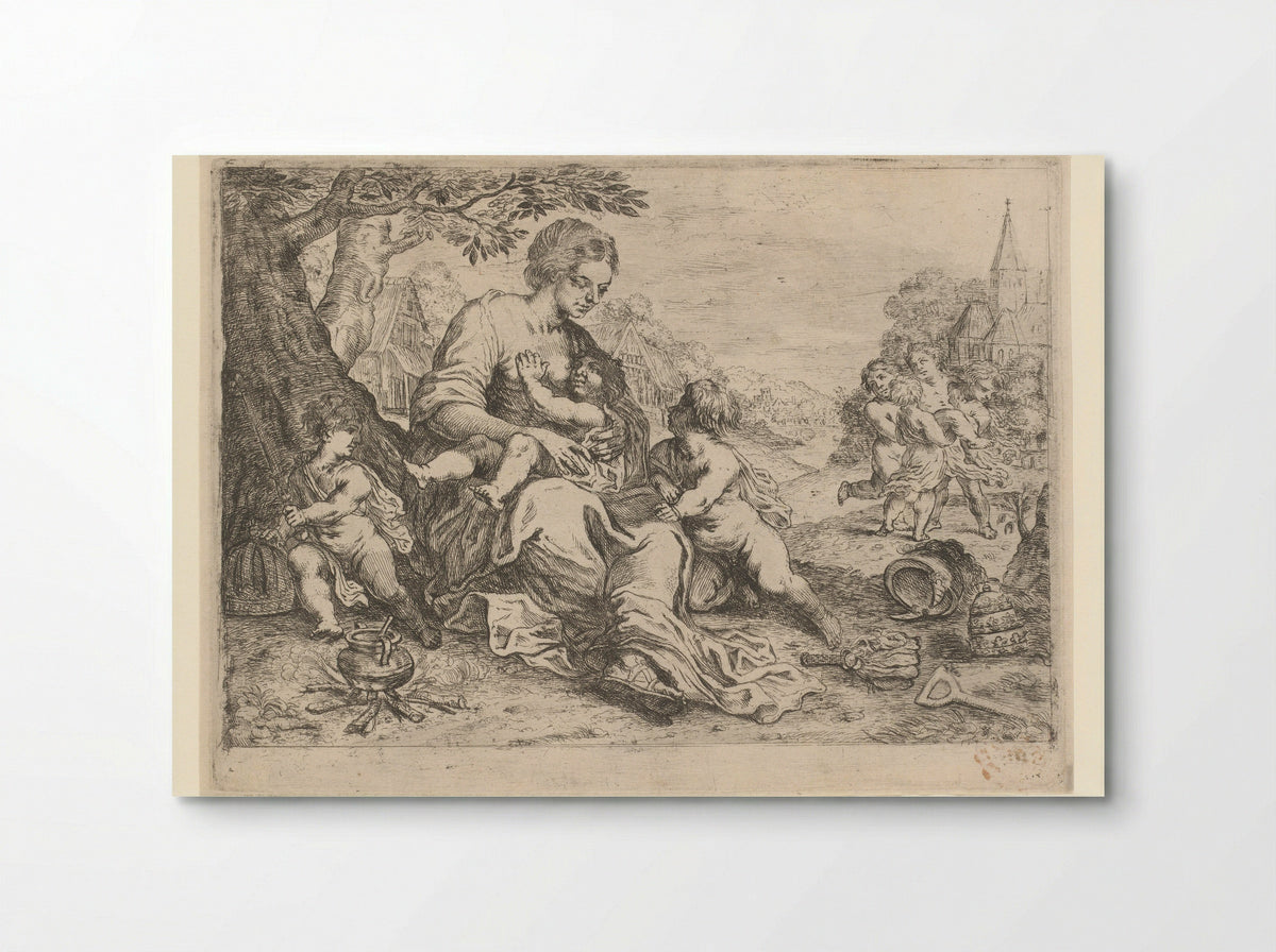 Moeder met kinderen - Hendrick Heerschop - Poster