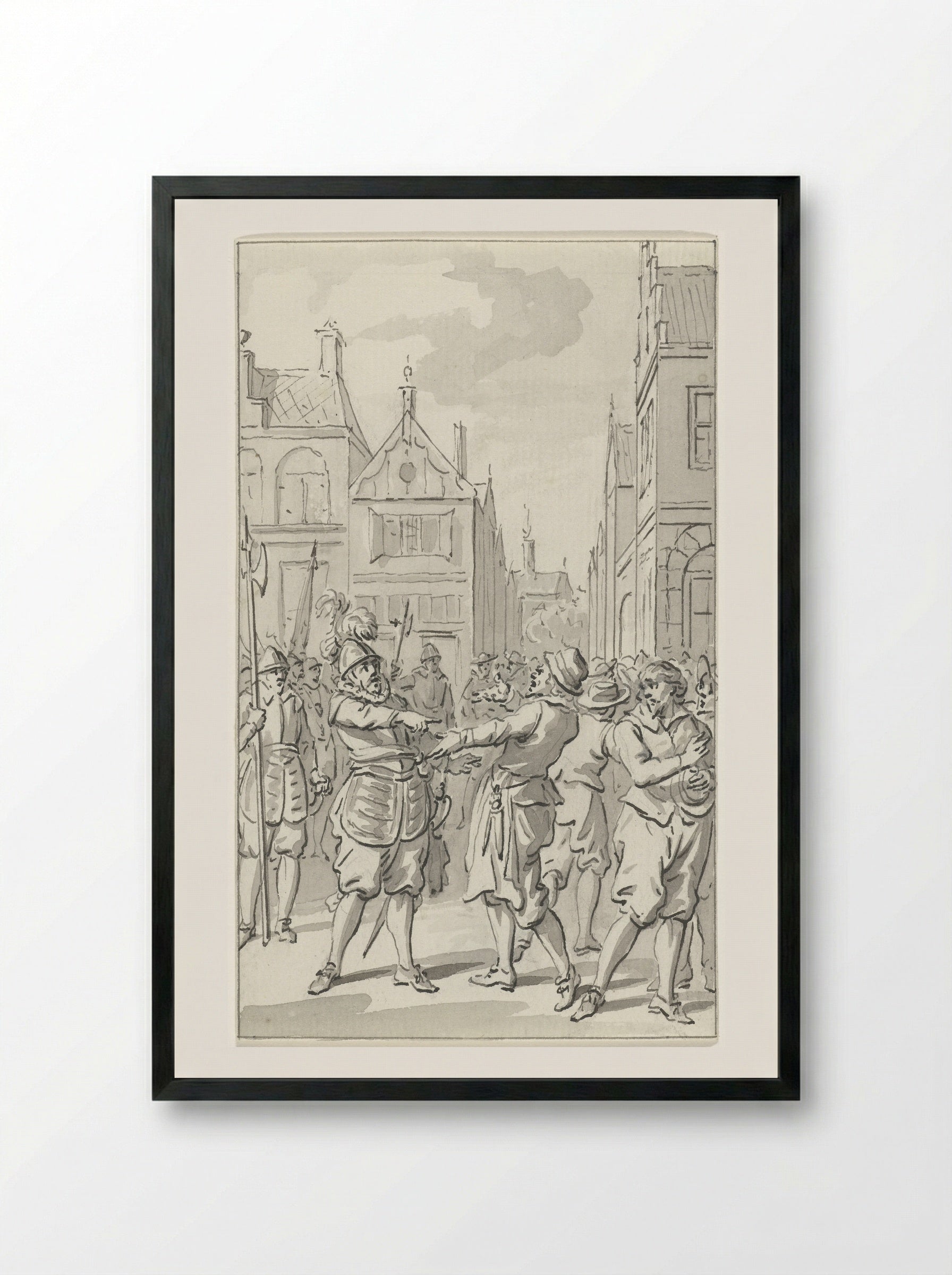 Moedig antwoord van hopman Johan van den Kornput, de verdediger van Steenwijk, 1580 - Jacobus Buys - Framed Print Black