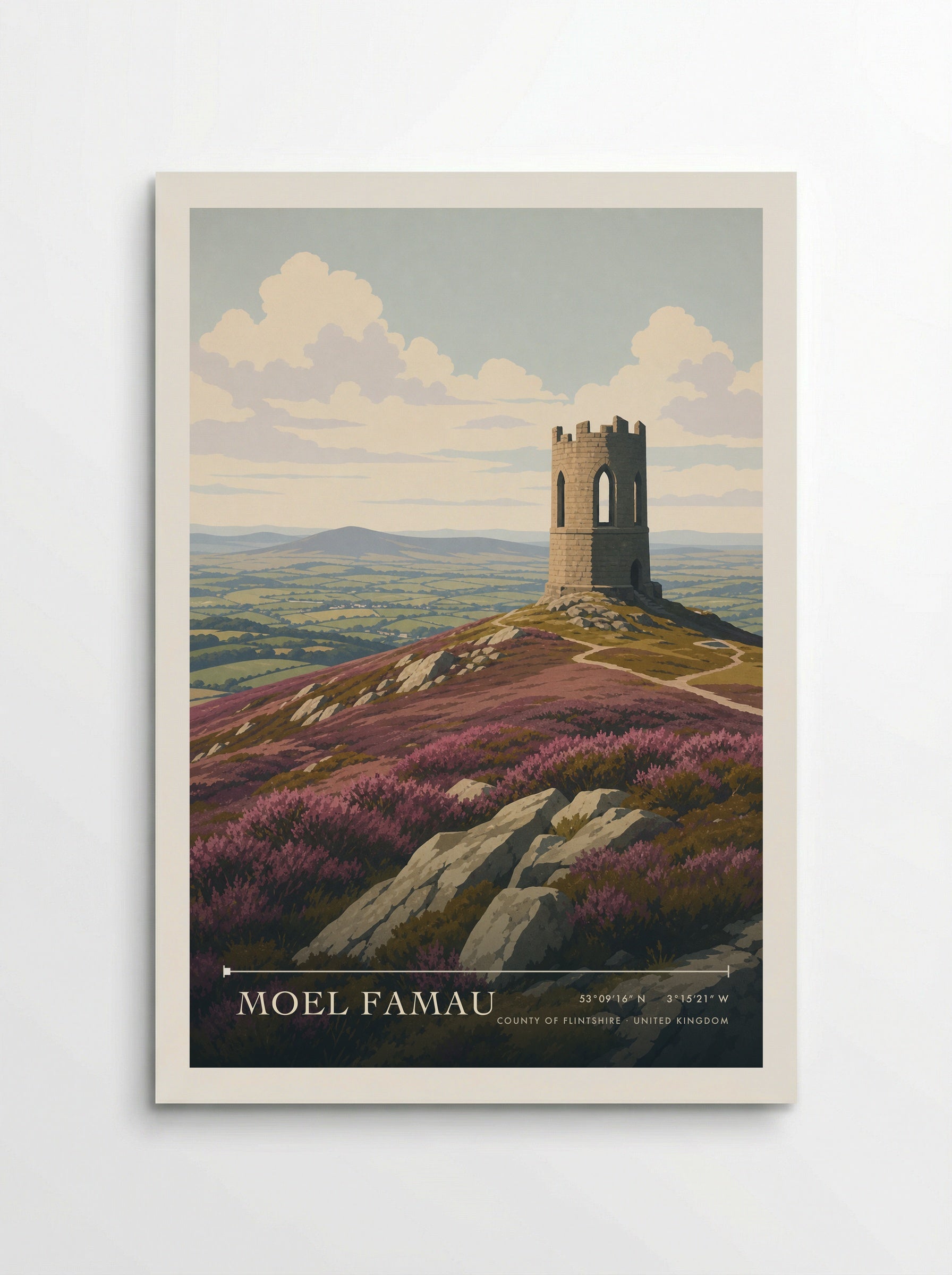 Moel Famau County of Flintshire United Kingdom Travel Poster - Poster