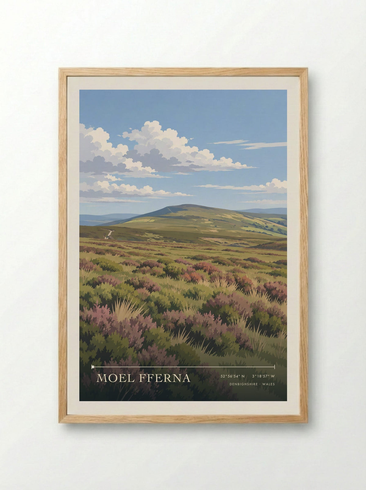 Moel Fferna, Denbighshire | Travel Poster - Framed Print Wood