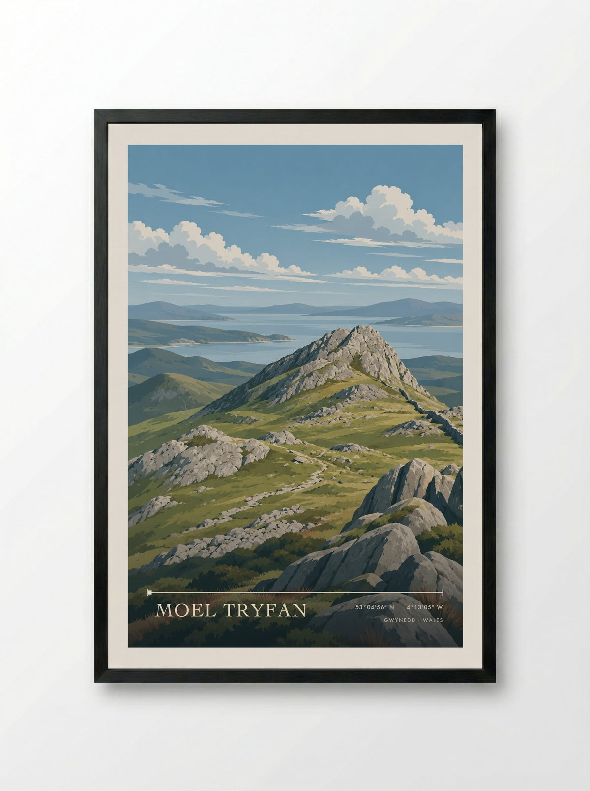 Moel Tryfan, Gwynedd | Travel Poster - Framed Print Black