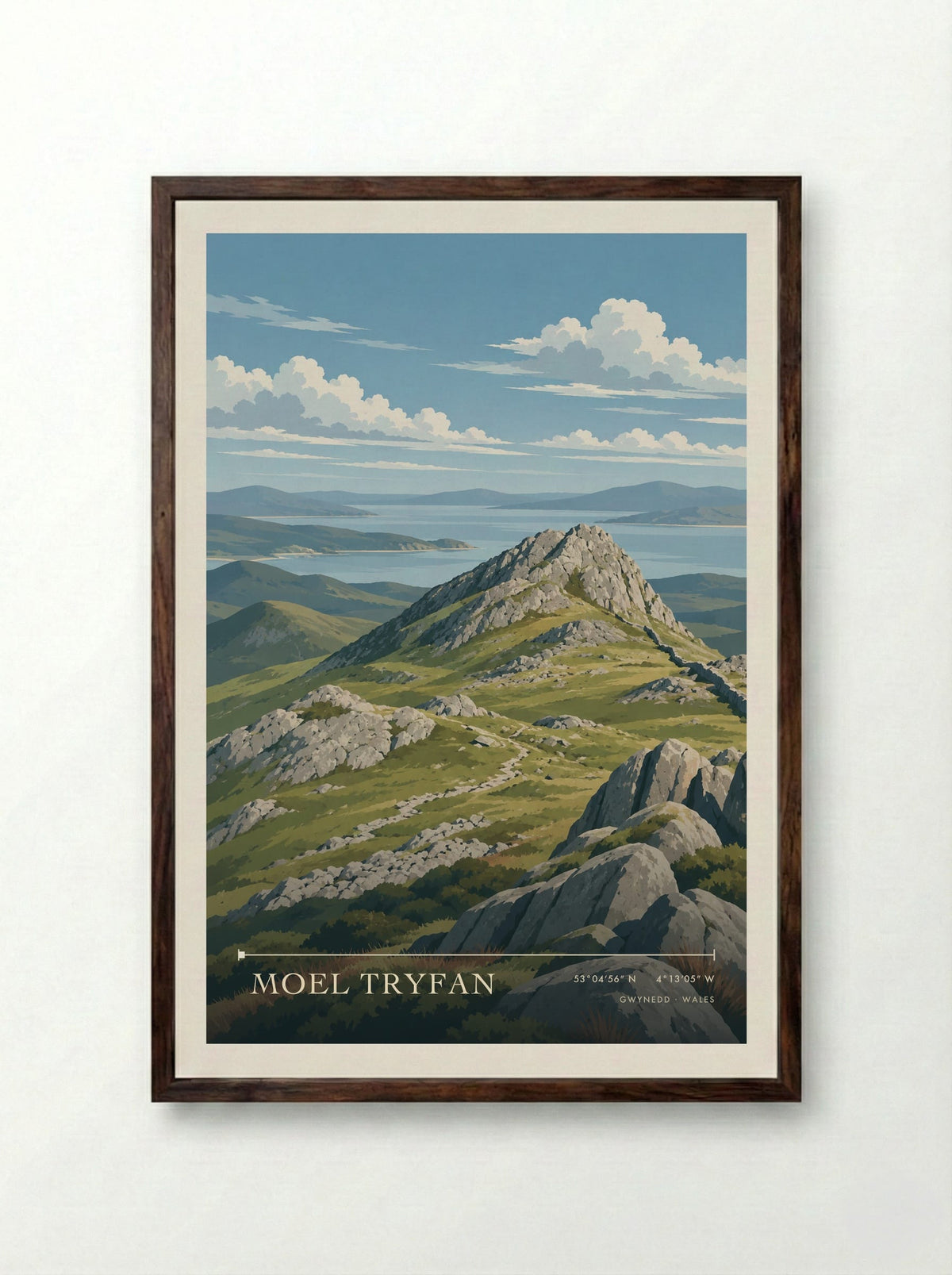 Moel Tryfan, Gwynedd | Travel Poster - Framed Print Dark Wood