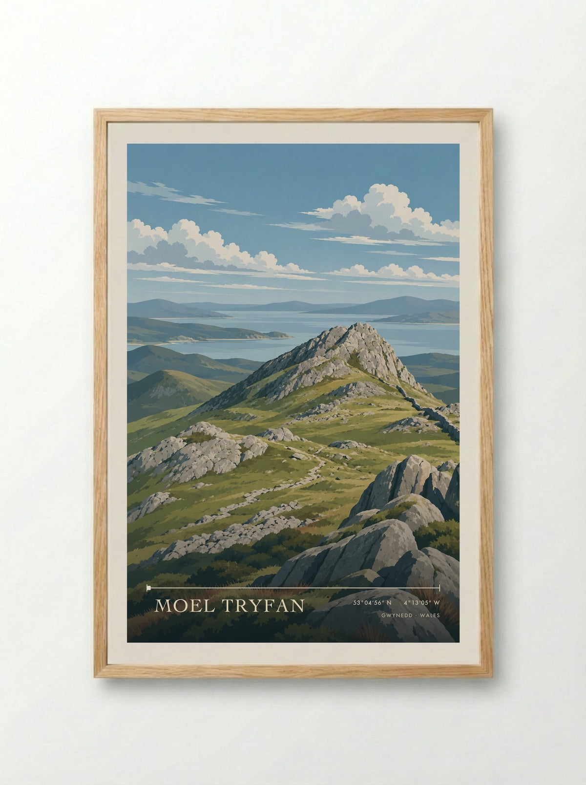 Moel Tryfan, Gwynedd | Travel Poster - Framed Print Wood
