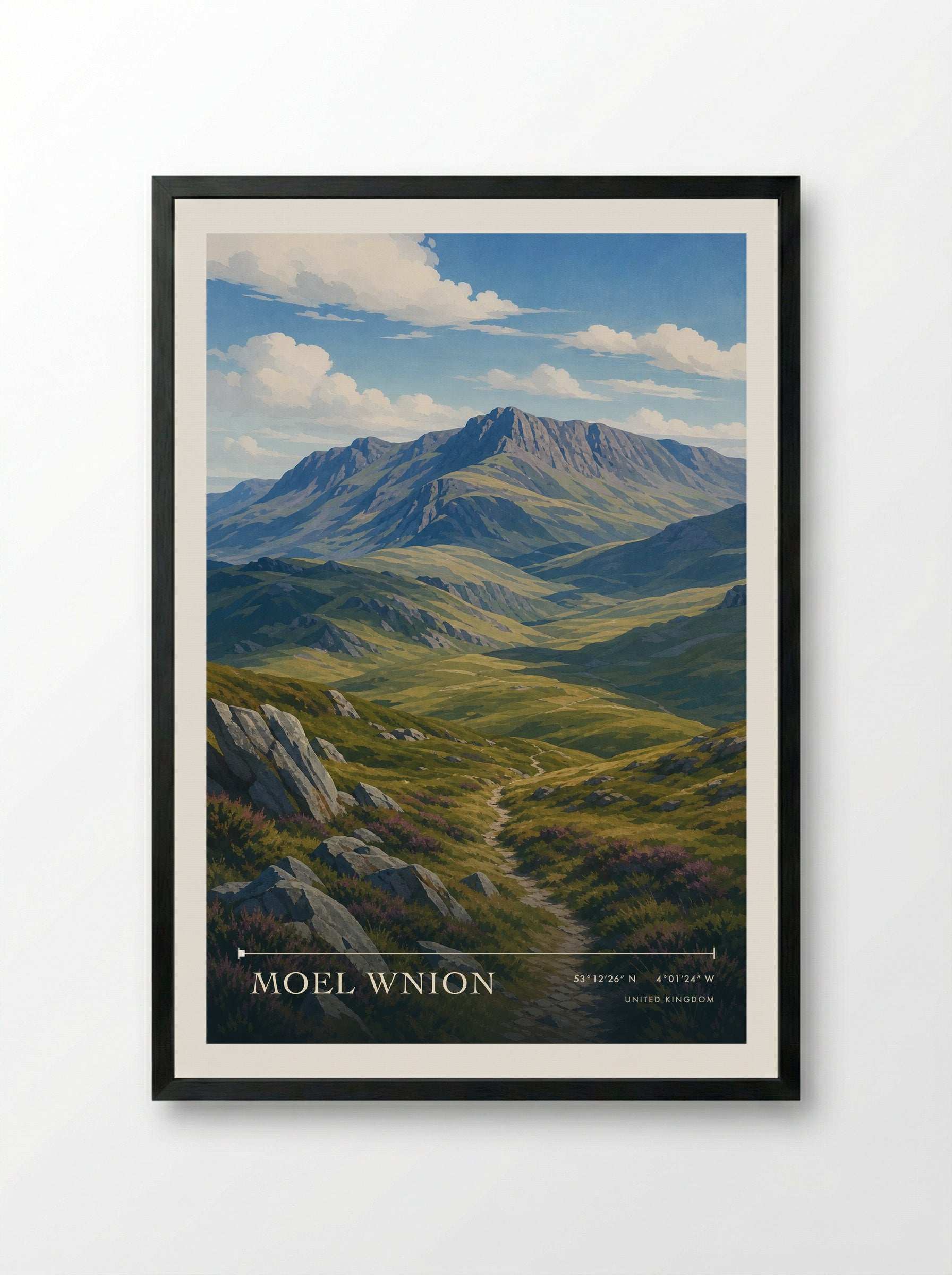 Moel Wnion United Kingdom Travel Poster - Framed Print Black