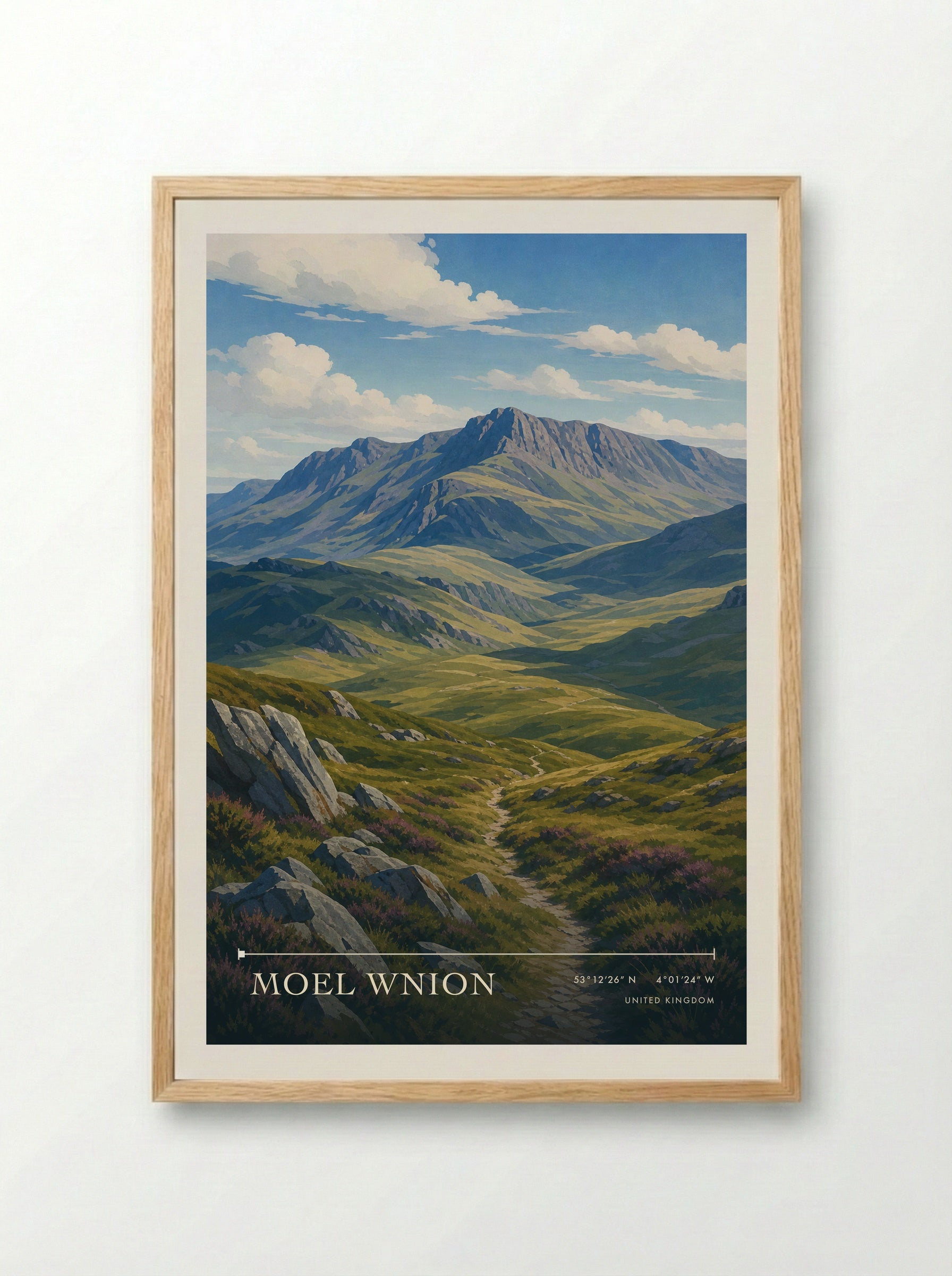 Moel Wnion United Kingdom Travel Poster - Framed Print Wood