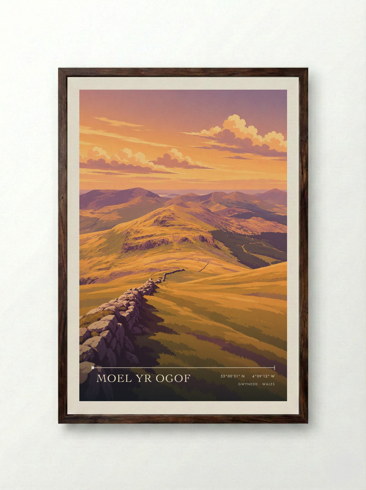 Moel yr Ogof, Gwynedd | Travel Poster - Framed Print Dark Wood