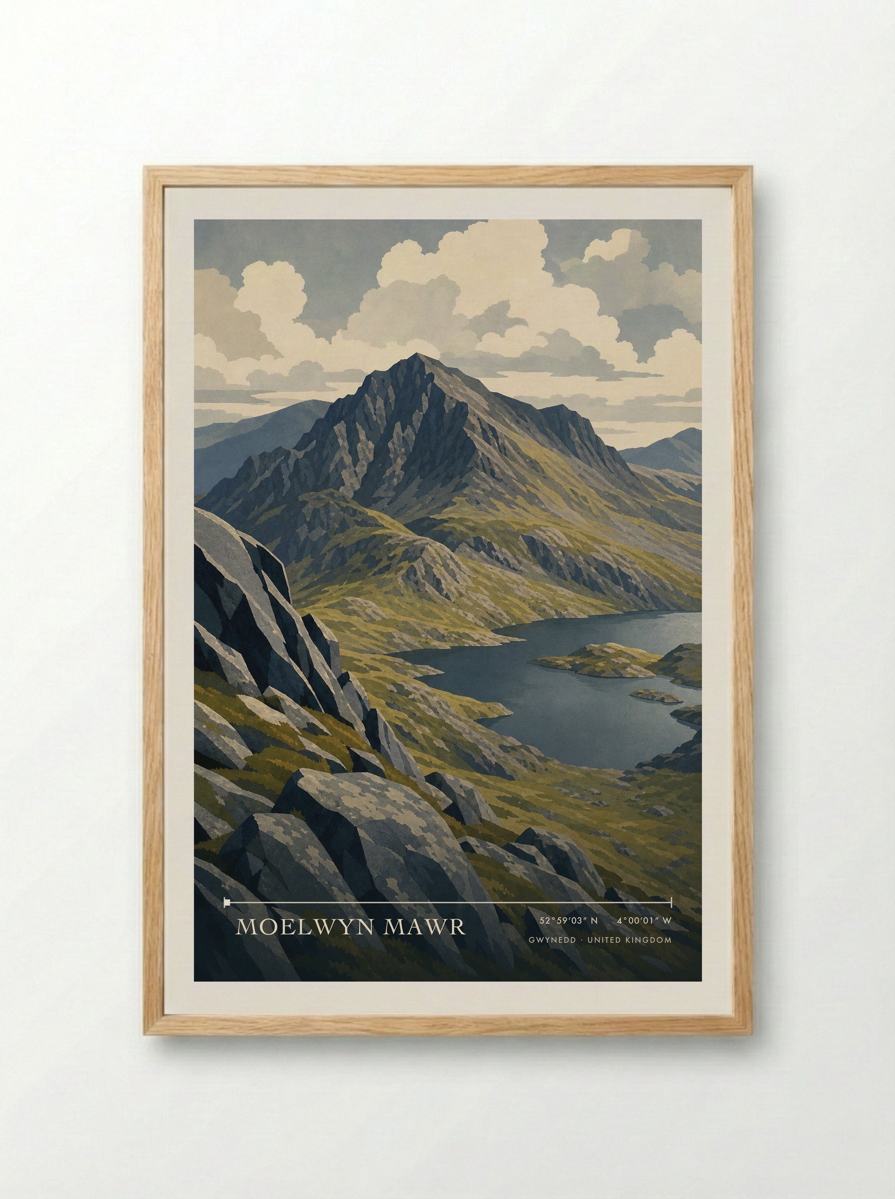Moelwyn Mawr Gwynedd United Kingdom Travel Poster - Framed Print Wood