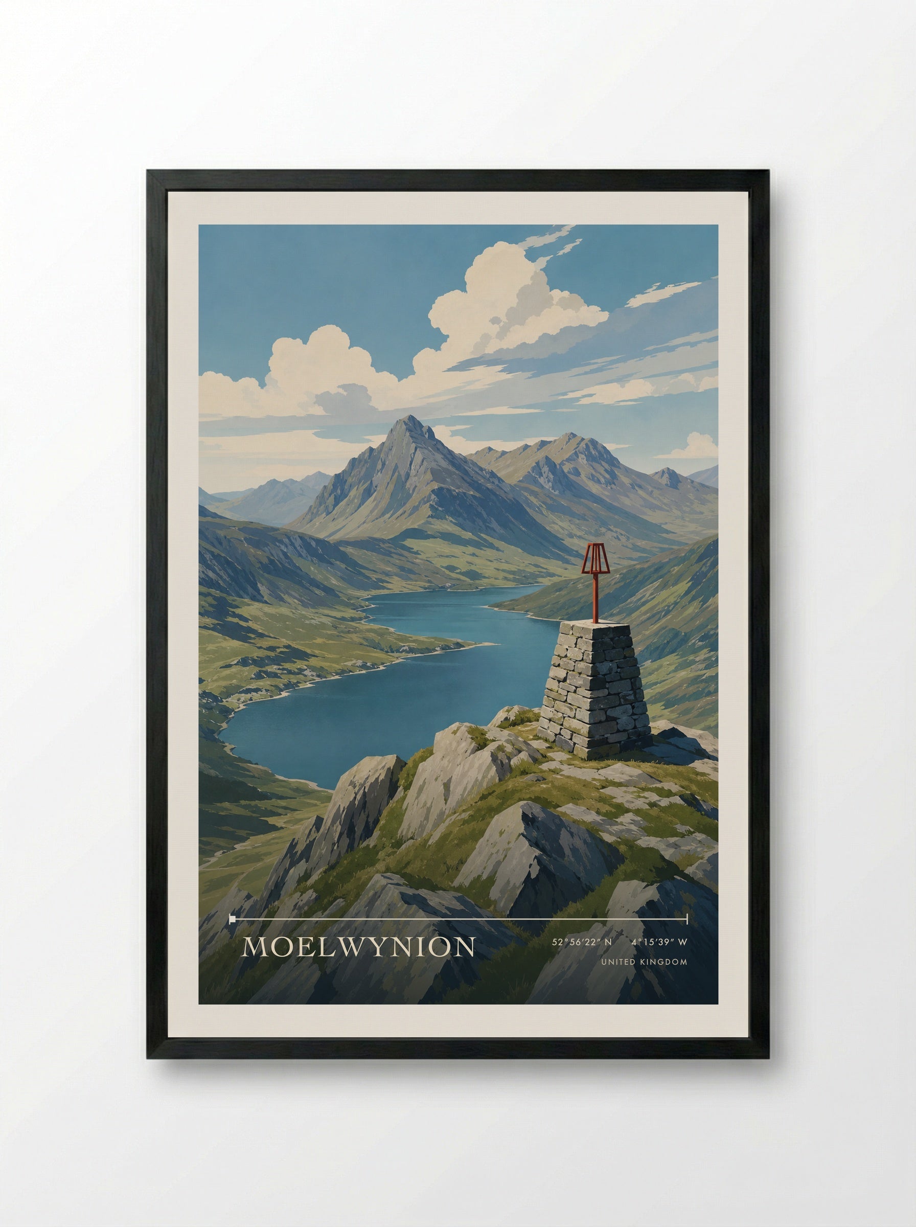 Moelwynion United Kingdom Travel Poster - Framed Print Black