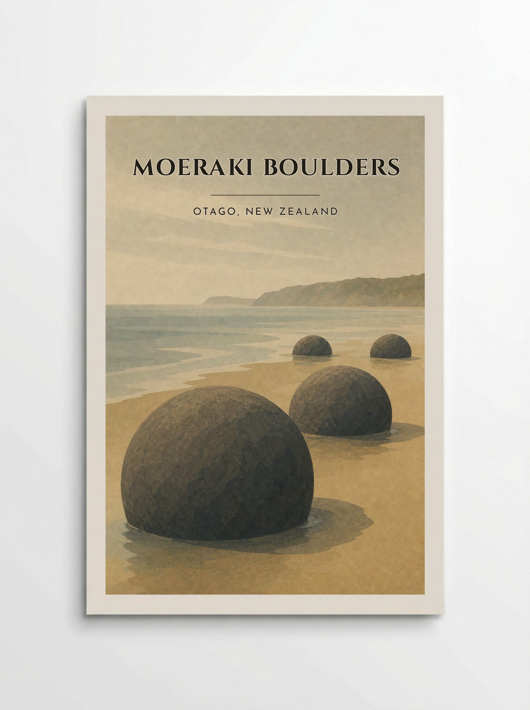 Moeraki Boulders Travel Poster Artwork - Poster