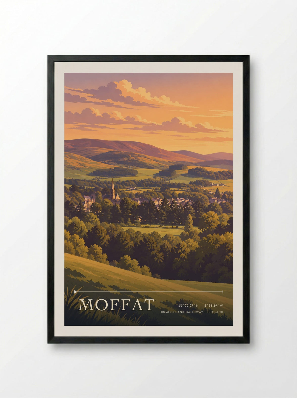 Moffat, Dumfries and Galloway | Travel Poster - Framed Print Black