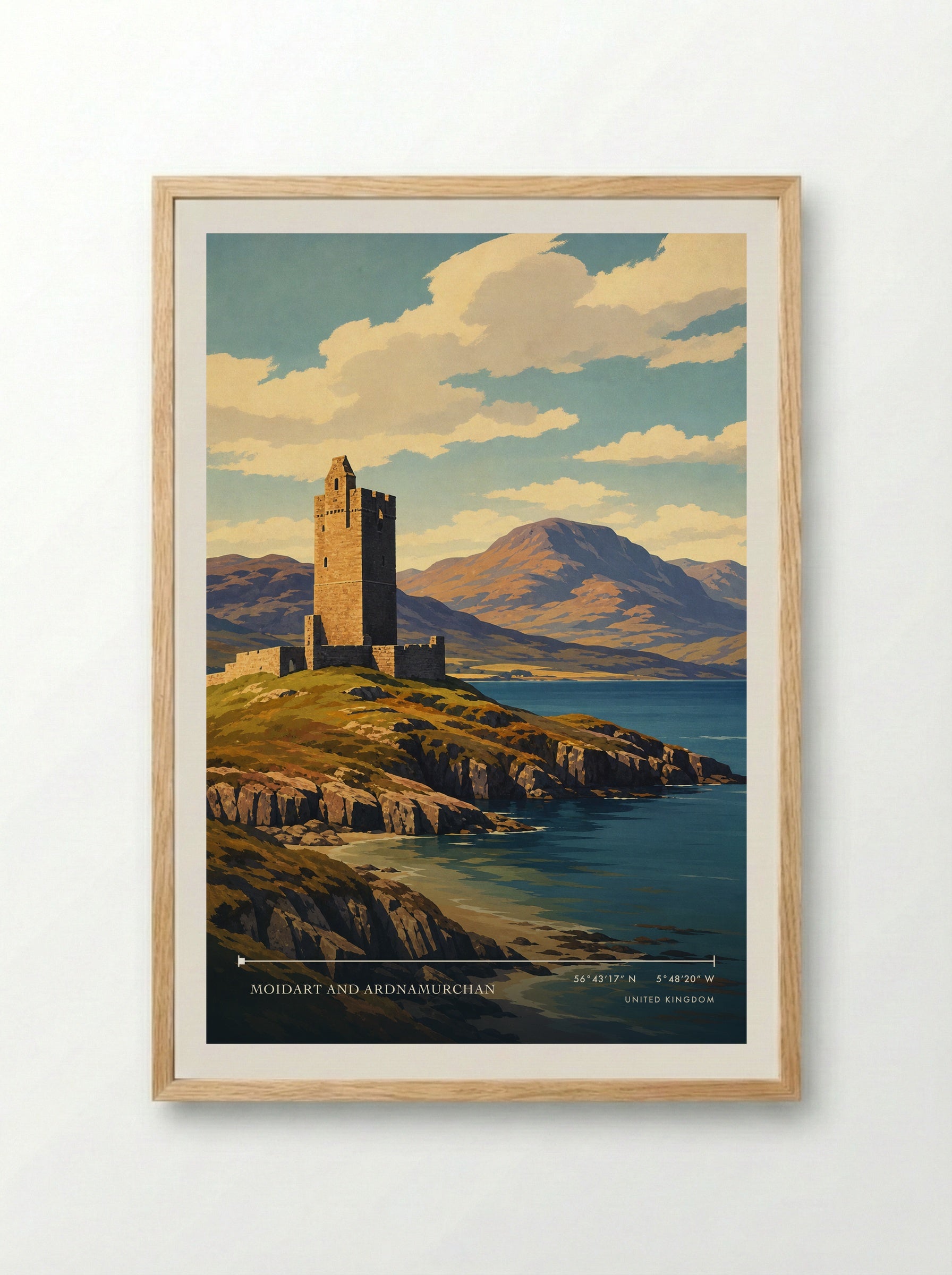 Moidart and Ardnamurchan United Kingdom Travel Poster - Framed Print Wood