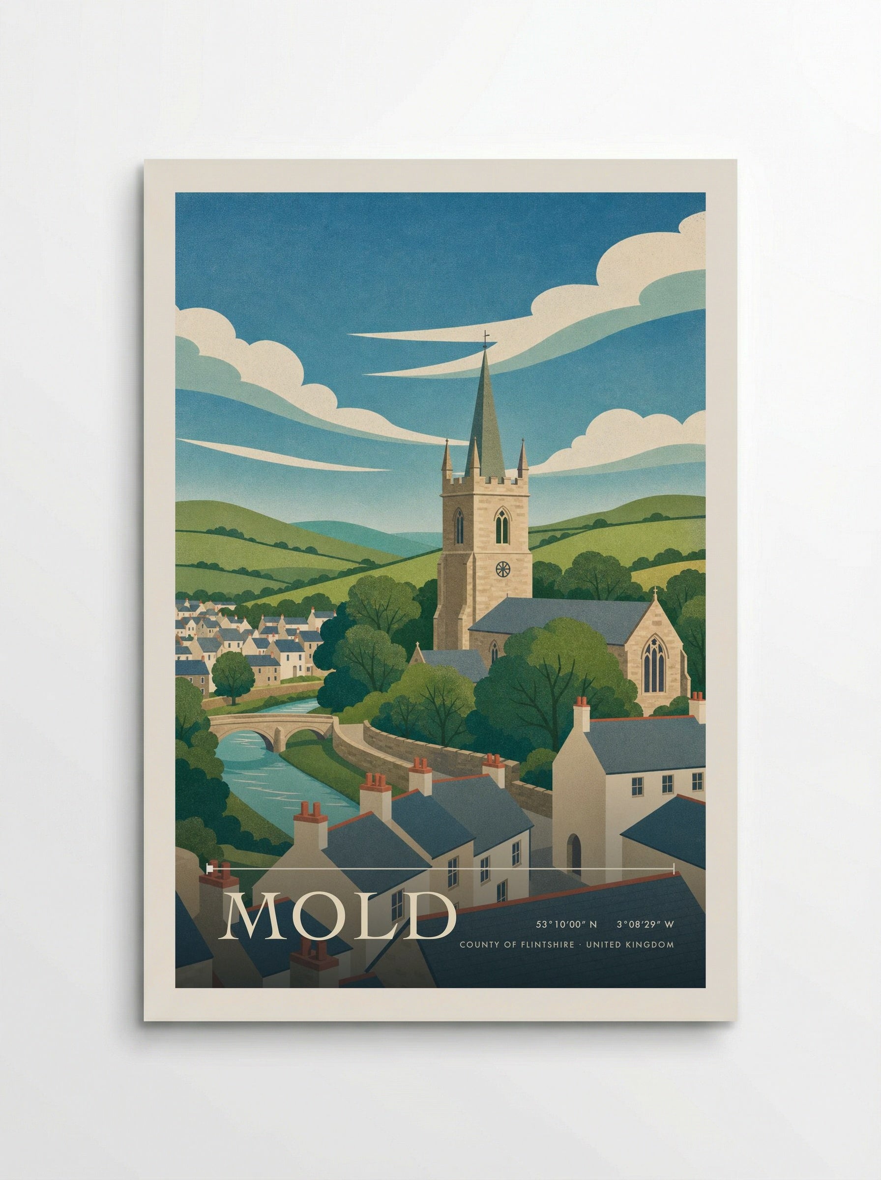 Mold County of Flintshire United Kingdom Travel Poster - Poster