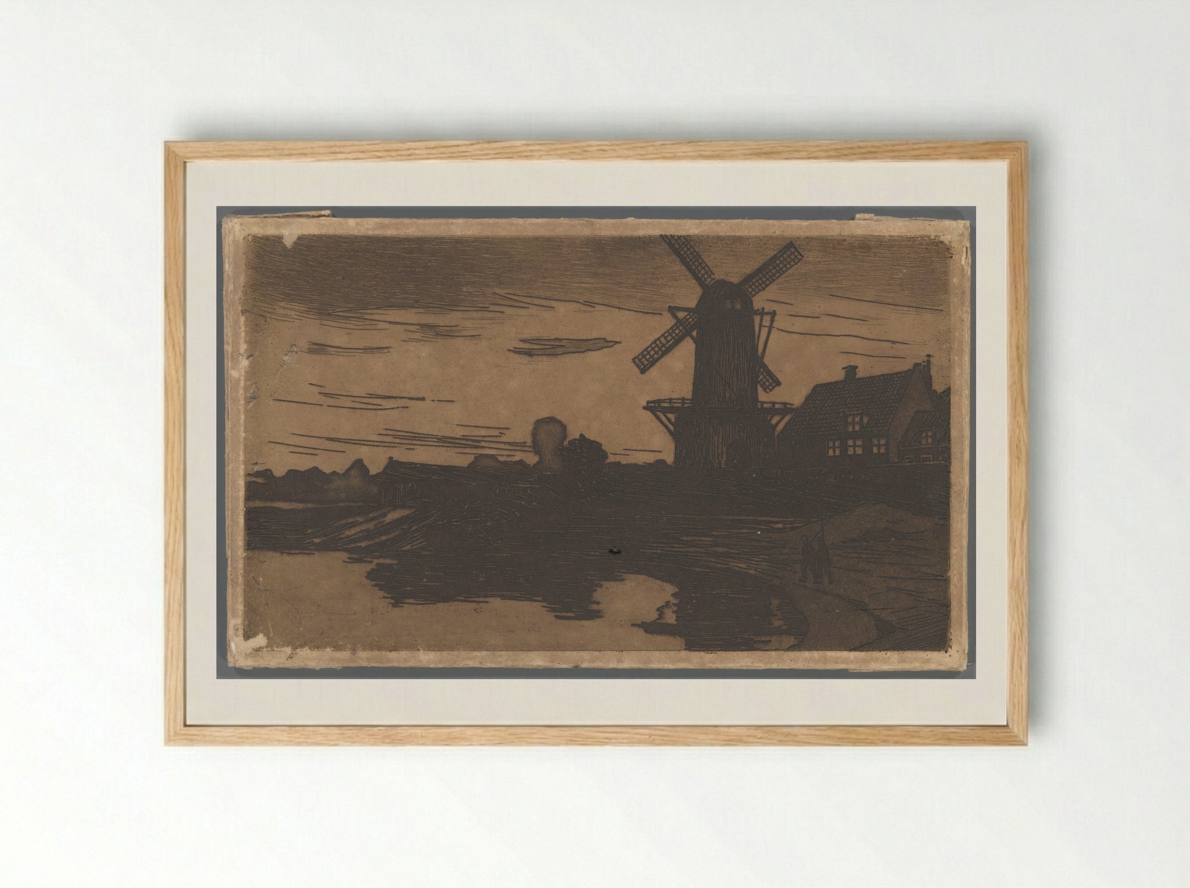Molen aan water, Wijk bij Duurstede - Willem Witsen - Framed Print Wood