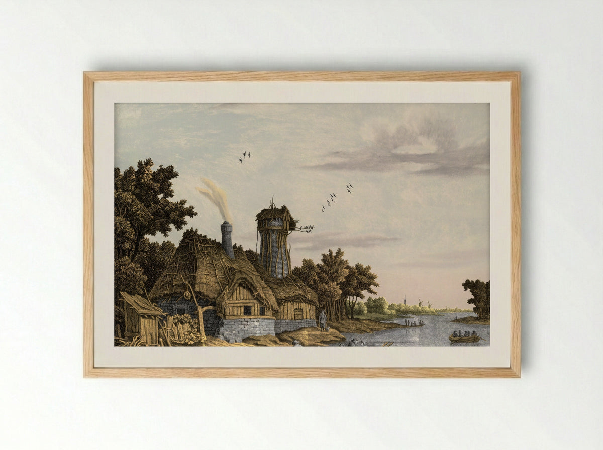 Molen bij een rivier - Jonas Zeuner - Framed Print Wood