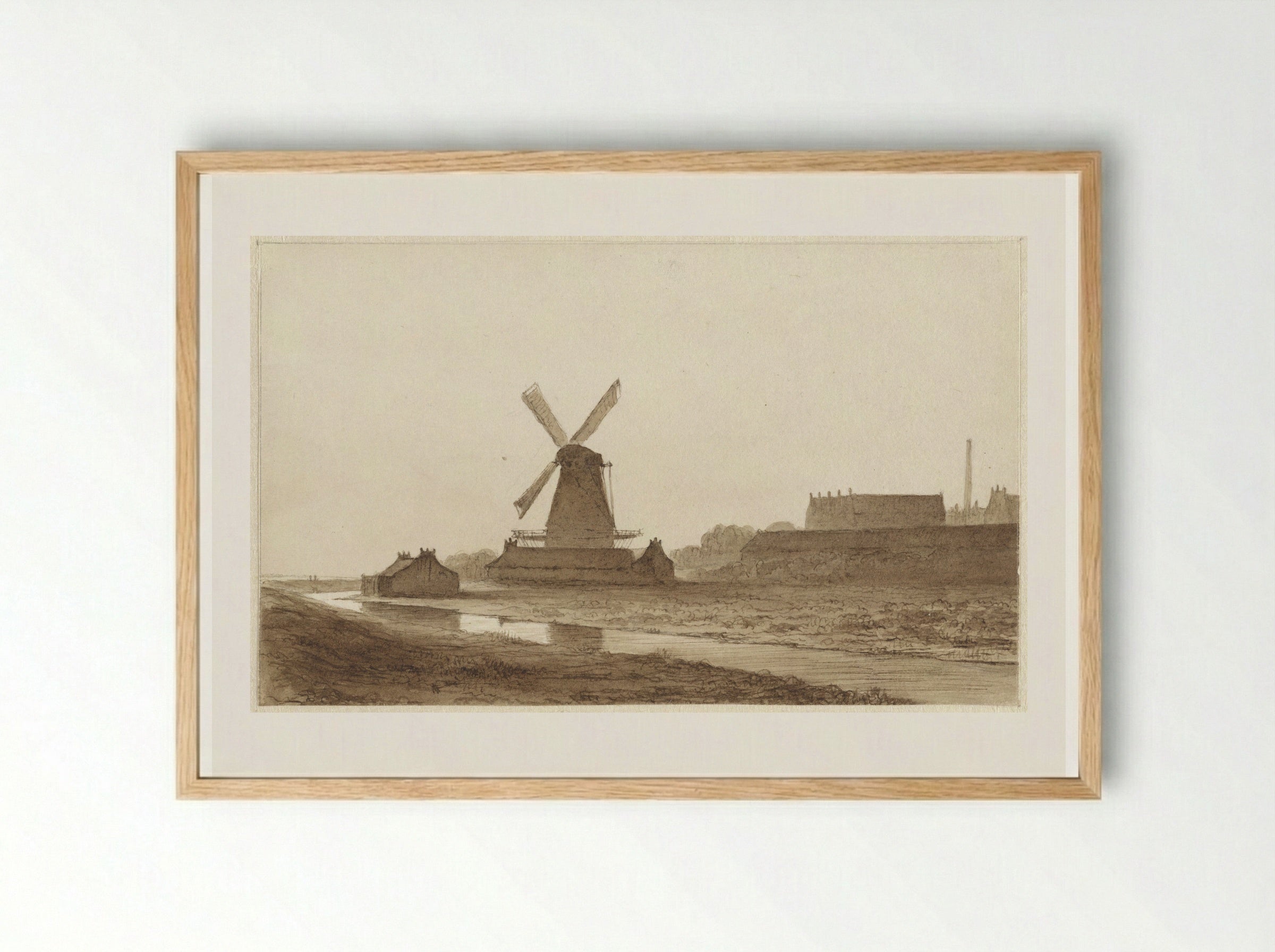 Molen bij het bolwerk Het Blauwhoofd te Amsterdam - Hendrik Abraham Klinkhamer - Framed Print Wood