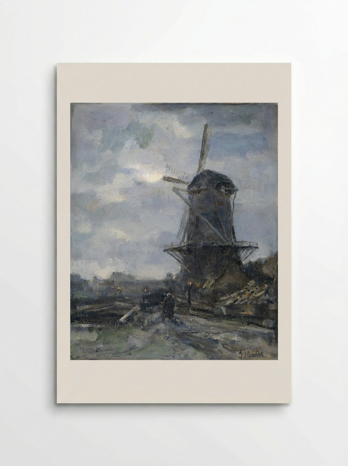 Molen bij maanlicht - Jacob Maris - Poster