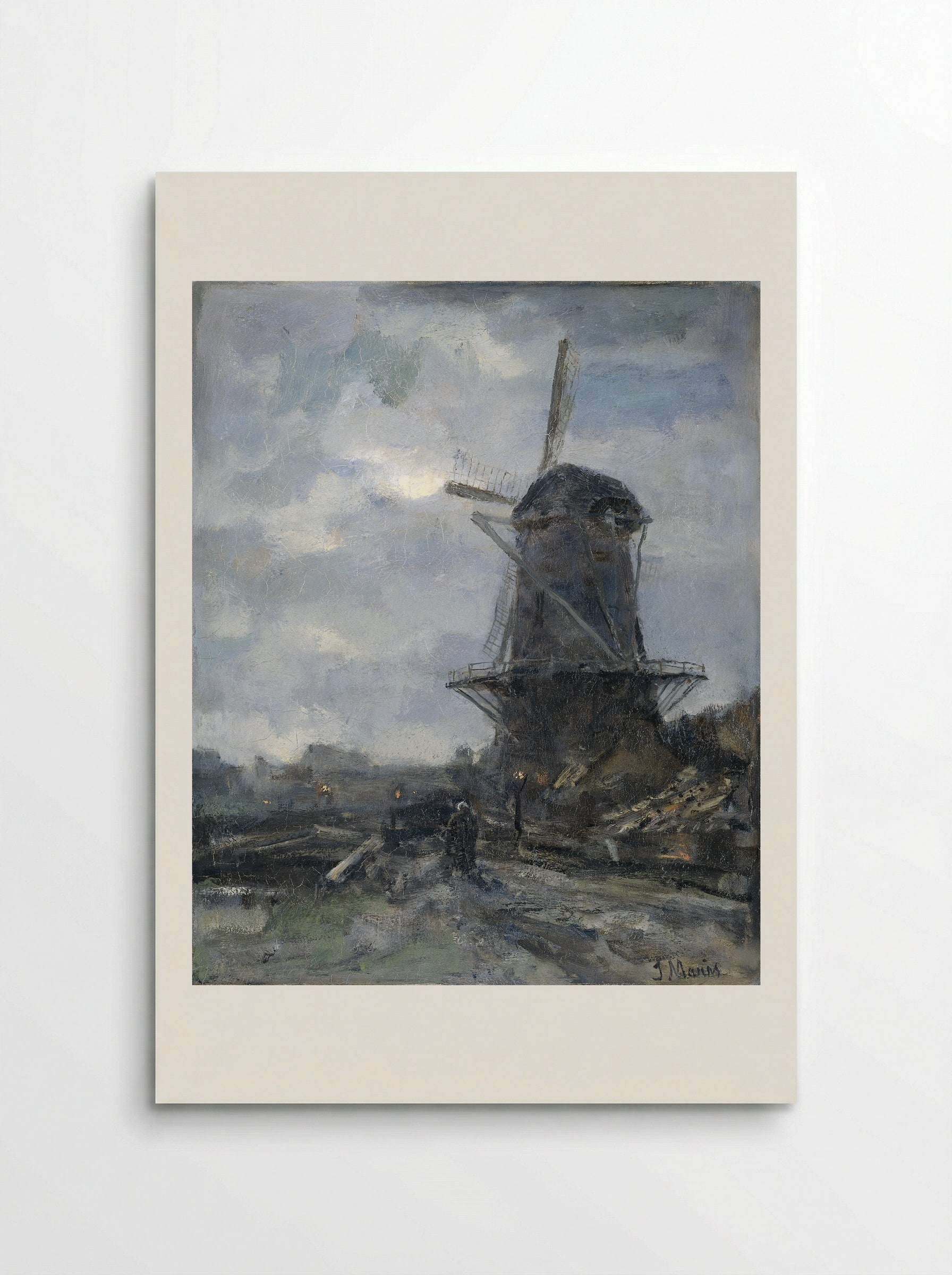 Molen bij maanlicht - Jacob Maris - Poster