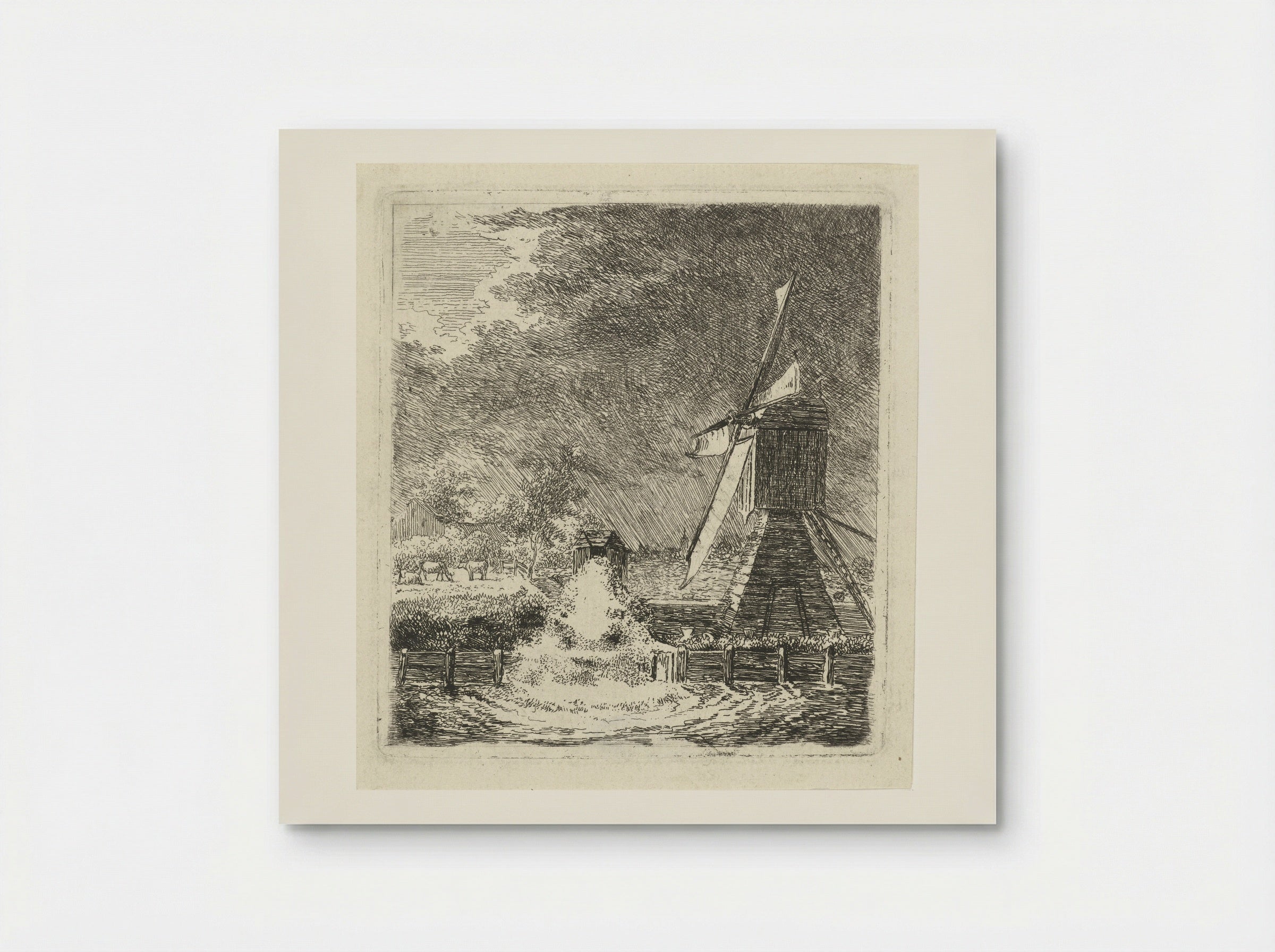 Molen in een polderlandschap - Louis Bernard Coclers - Poster