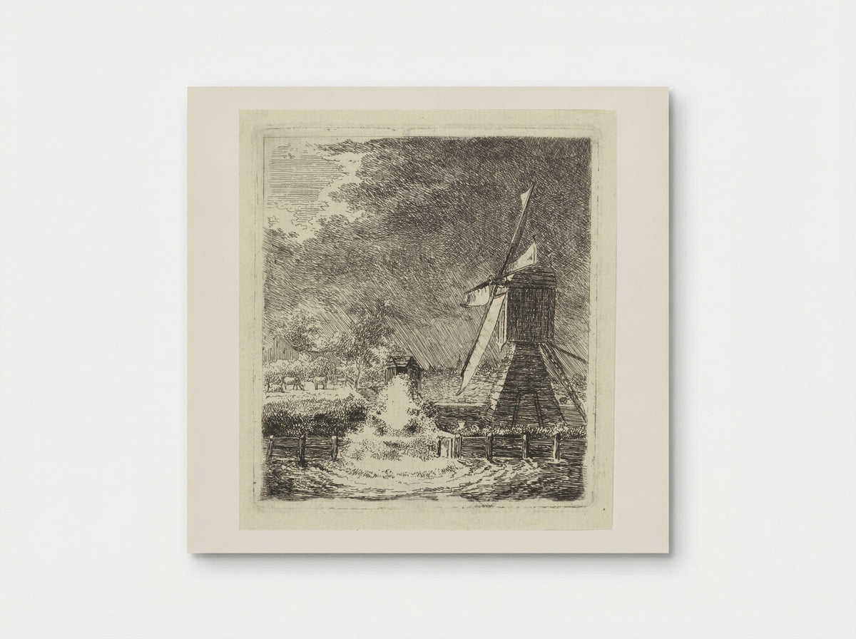 Molen in een polderlandschap - Louis Bernard Coclers - Poster