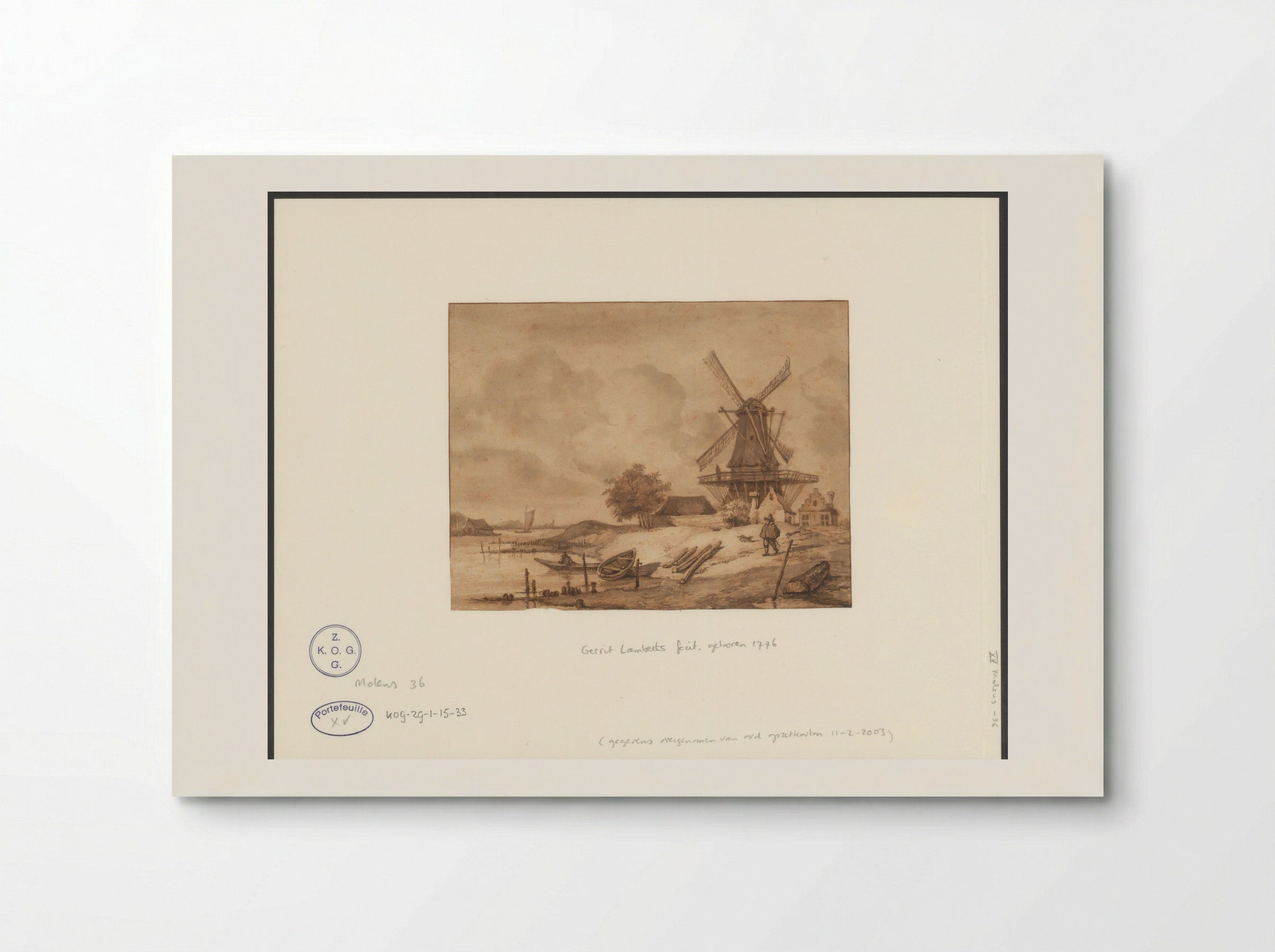 Molen langs een rivier - Gerrit Lamberts - Poster