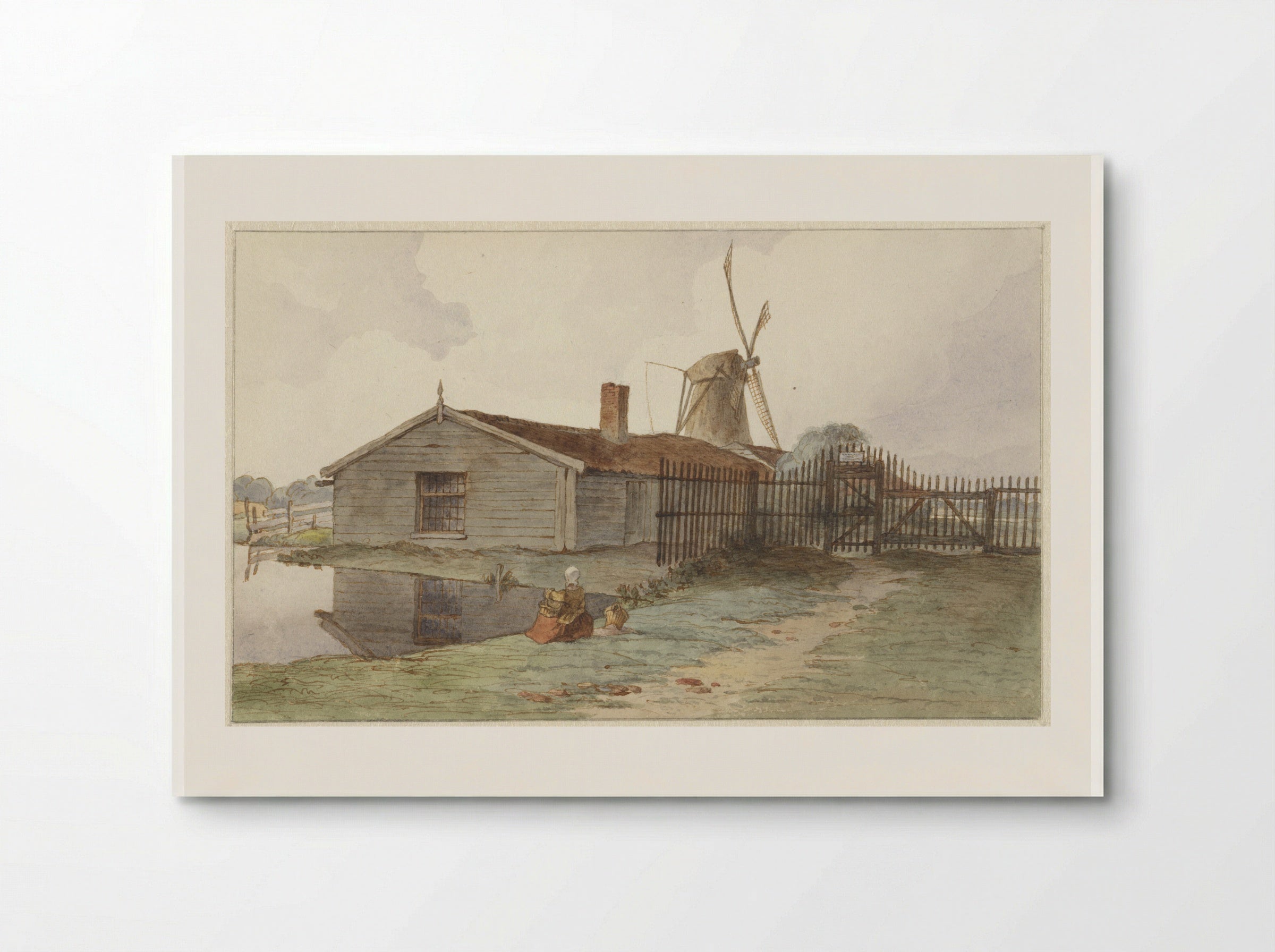 Molen met houten gebouwen bij Amsterdam - Hendrik Abraham Klinkhamer - Poster
