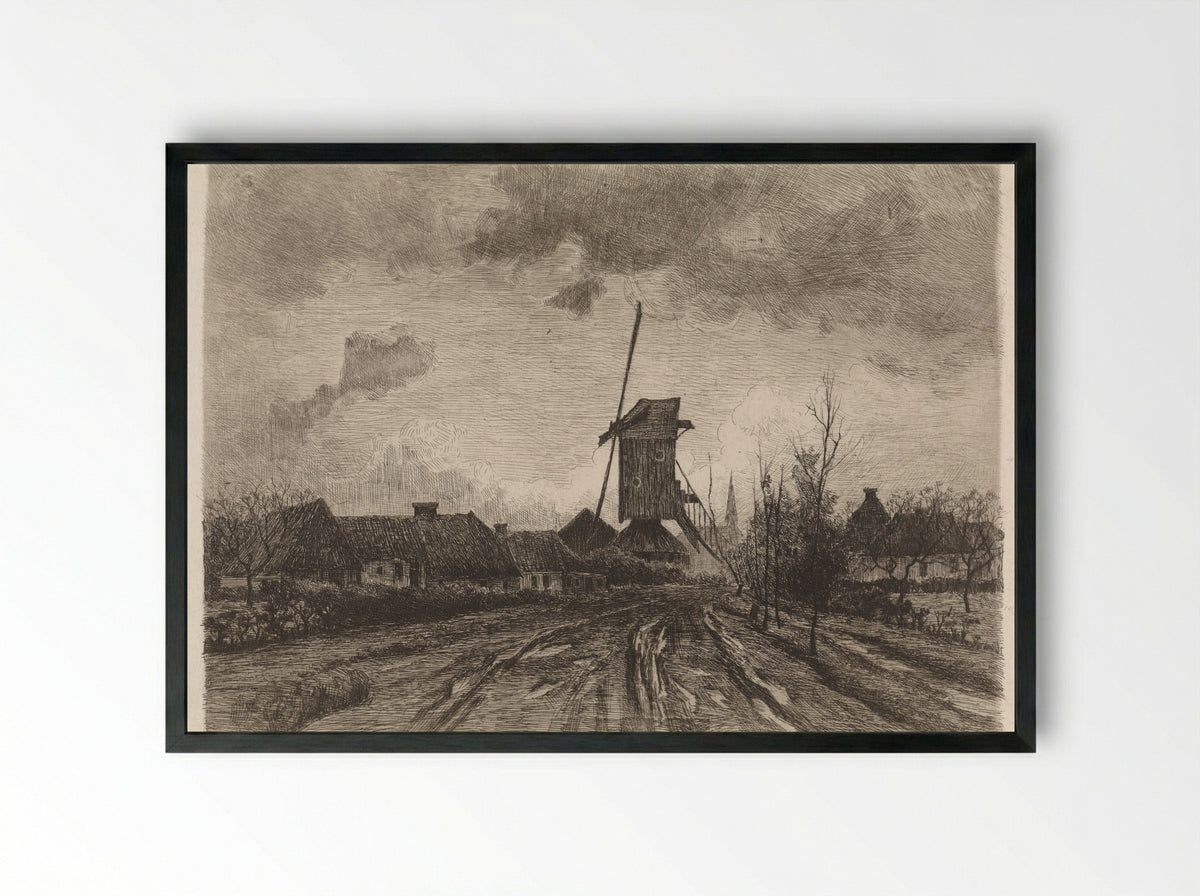 Molen te Barneveld - Willem Oppenoorth - Framed Print Black