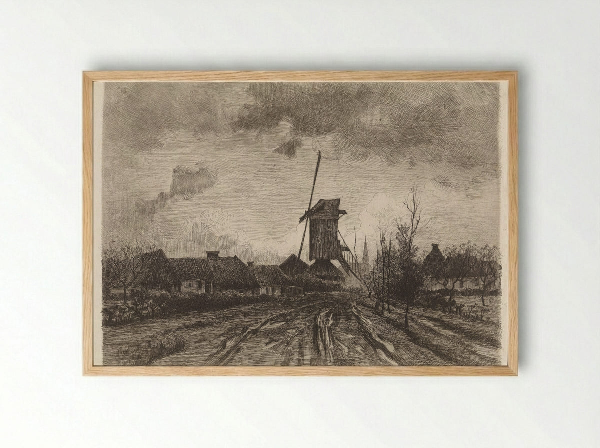 Molen te Barneveld - Willem Oppenoorth - Framed Print Wood
