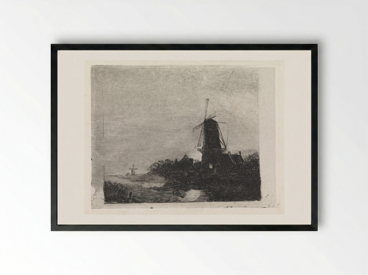 Molens aan een vaart - Johan Philip van der Kellen - Framed Print Black