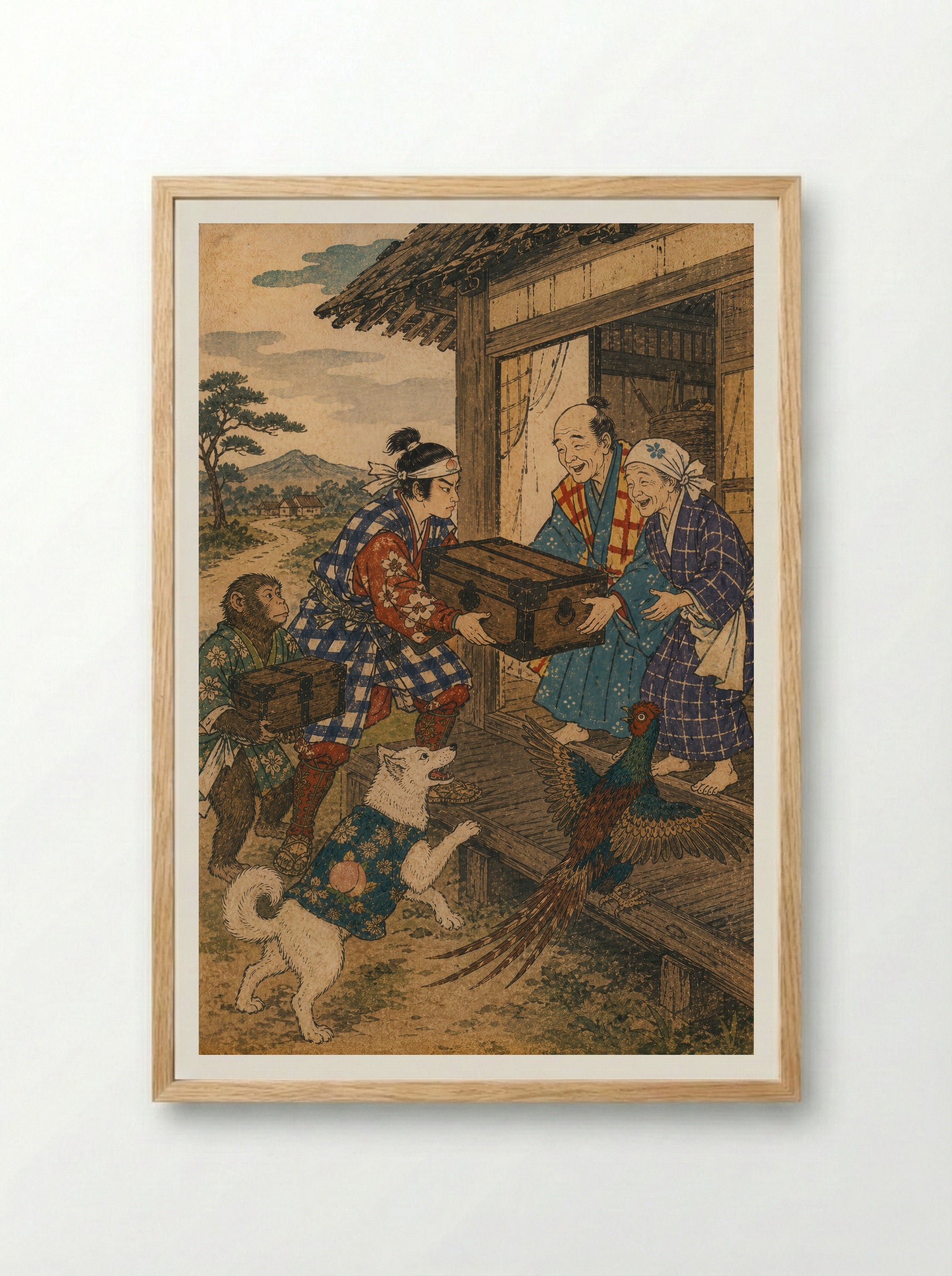 Momotaro and Oni Island: The Treasures Come Home - Framed Print Wood