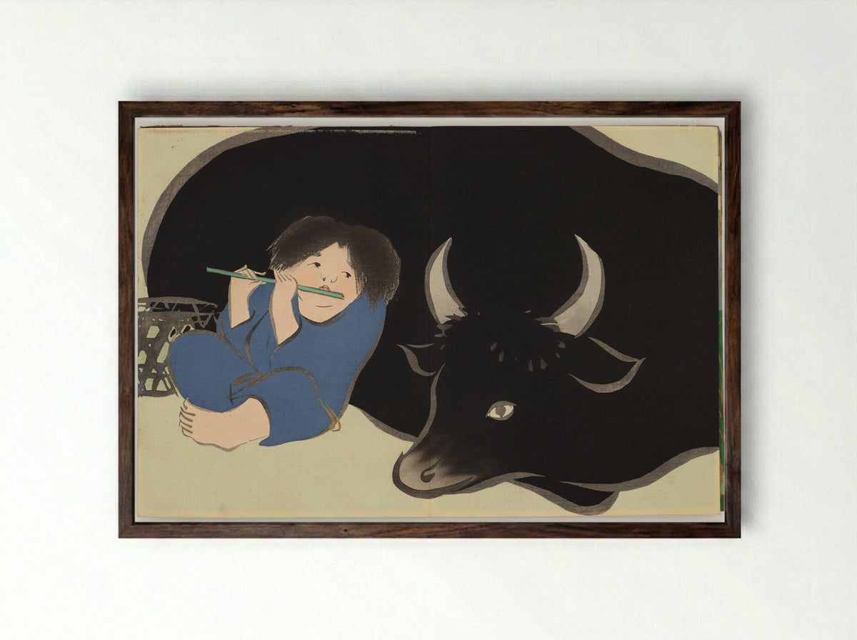 Momoyogusa (Flowers of a Hundred Worlds) - Kamisaka Sekka - Framed Print Dark Wood