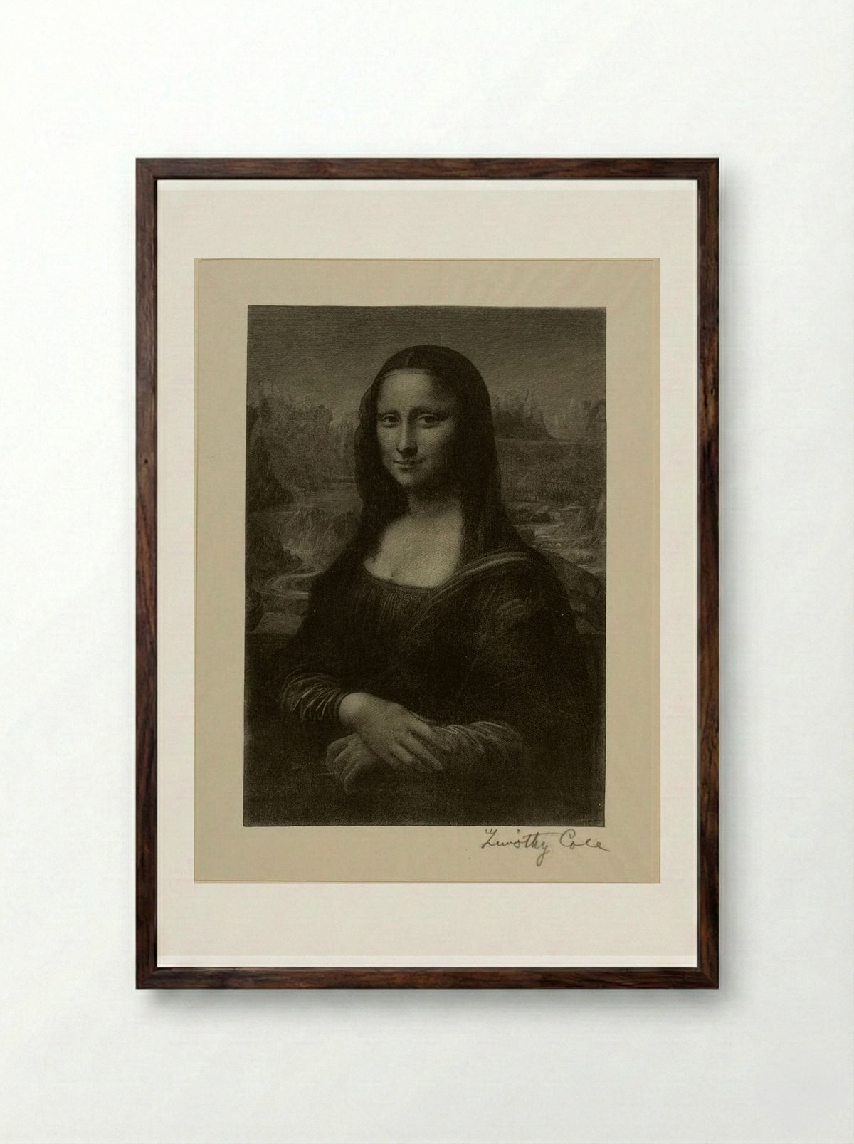 Mona Lisa (After Leonardo da Vinci) - Timothy Cole - Framed Print Dark Wood