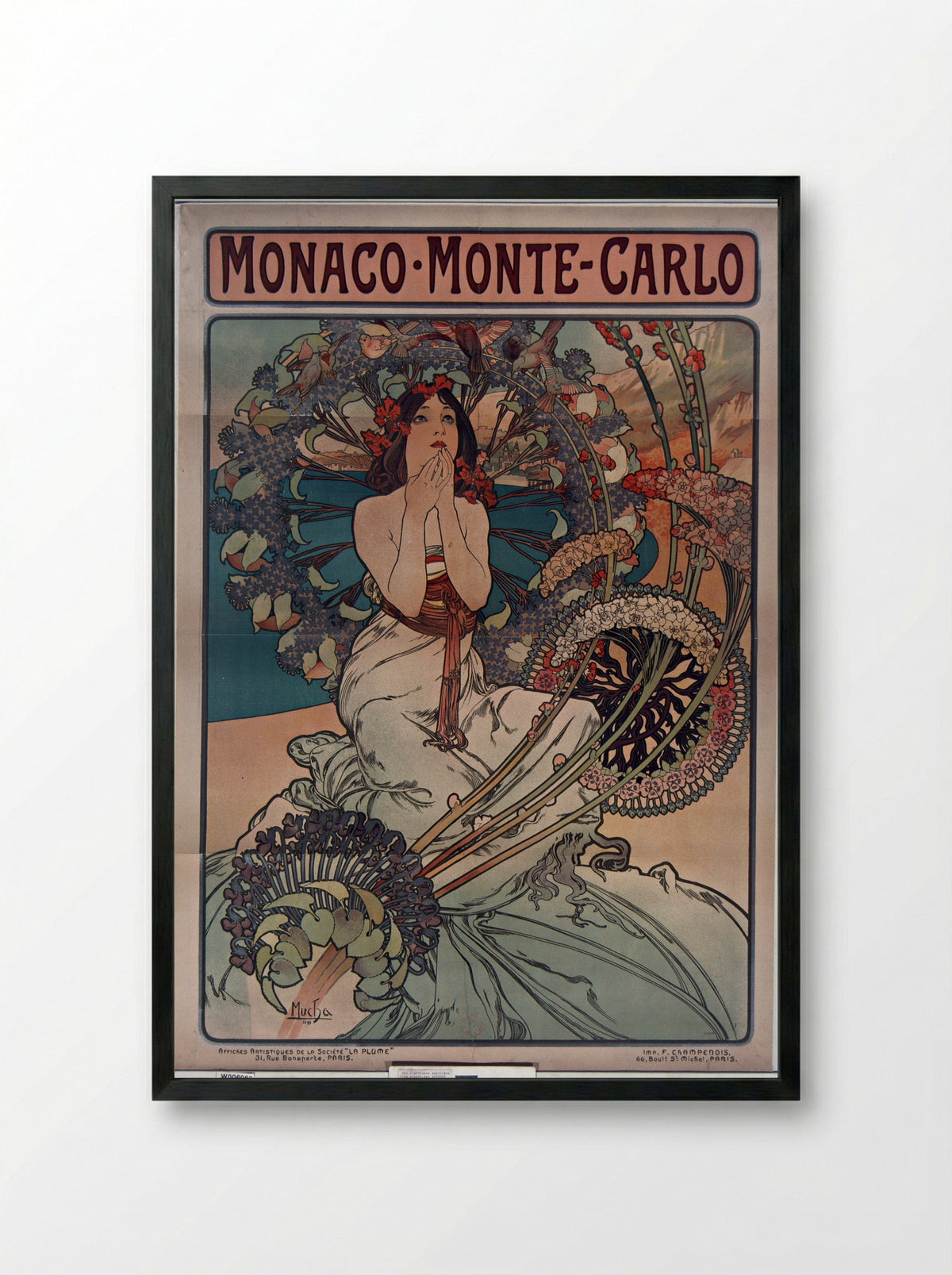 Monaco Monte Carlo - Alphonse Mucha - Framed Print Black