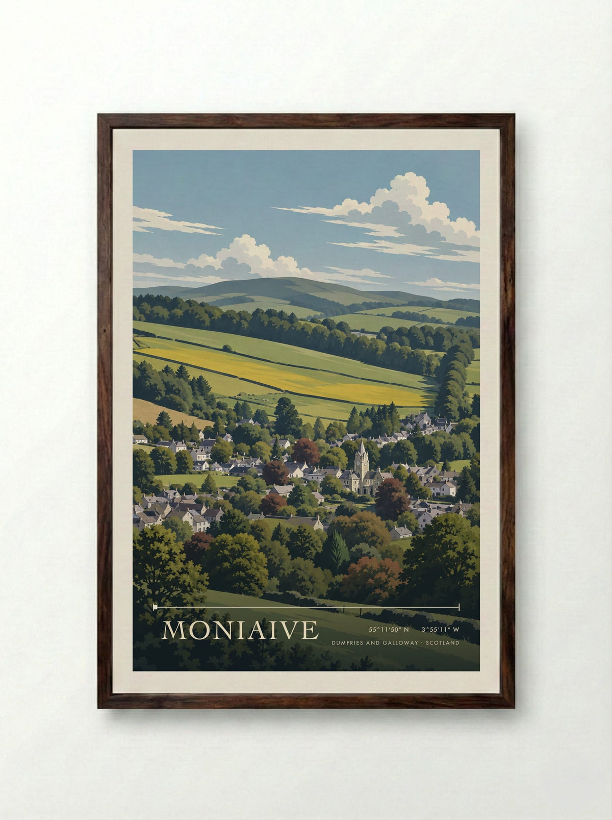 Moniaive, Dumfries and Galloway | Travel Poster - Framed Print Dark Wood
