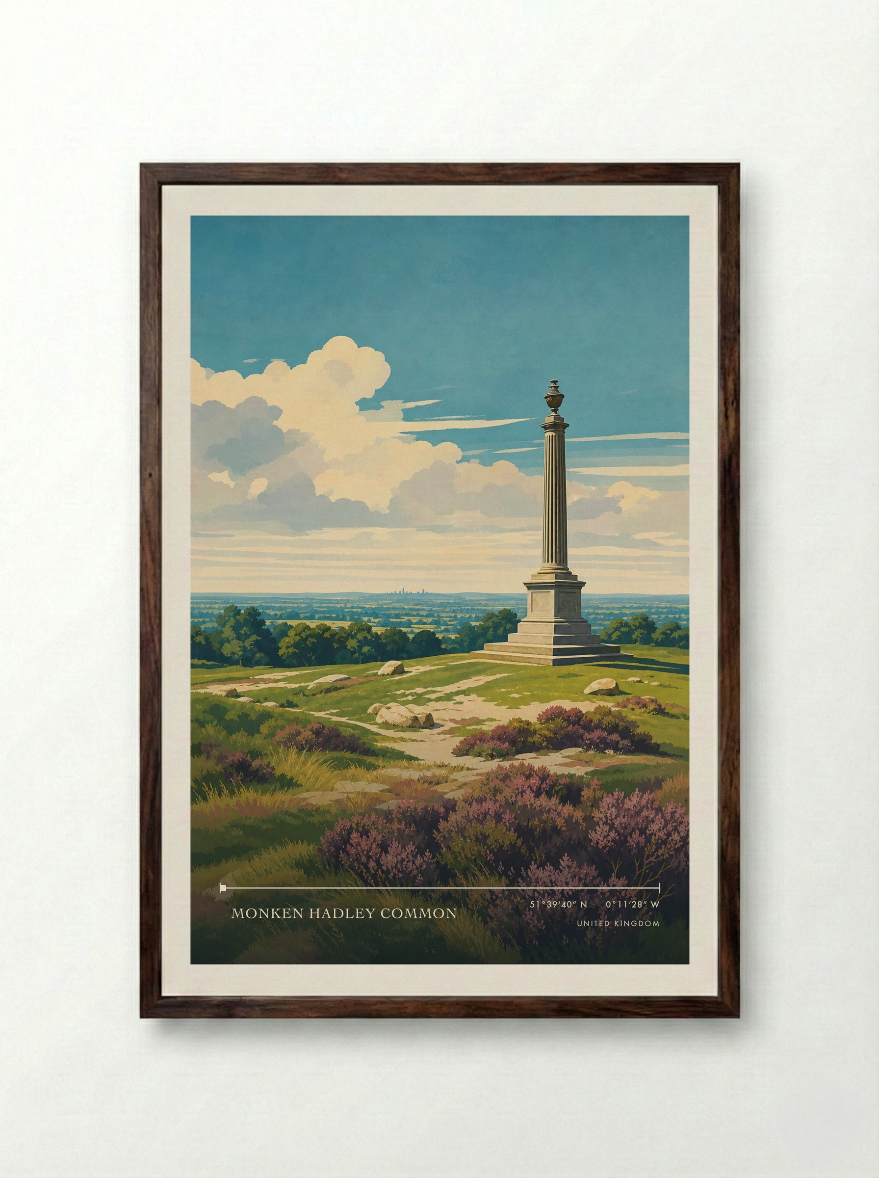 Monken Hadley Common United Kingdom Travel Poster - Framed Print Dark Wood