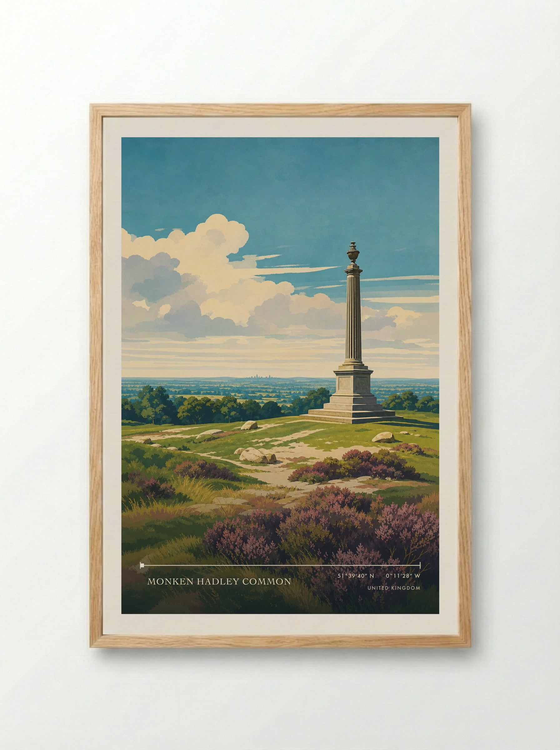 Monken Hadley Common United Kingdom Travel Poster - Framed Print Wood