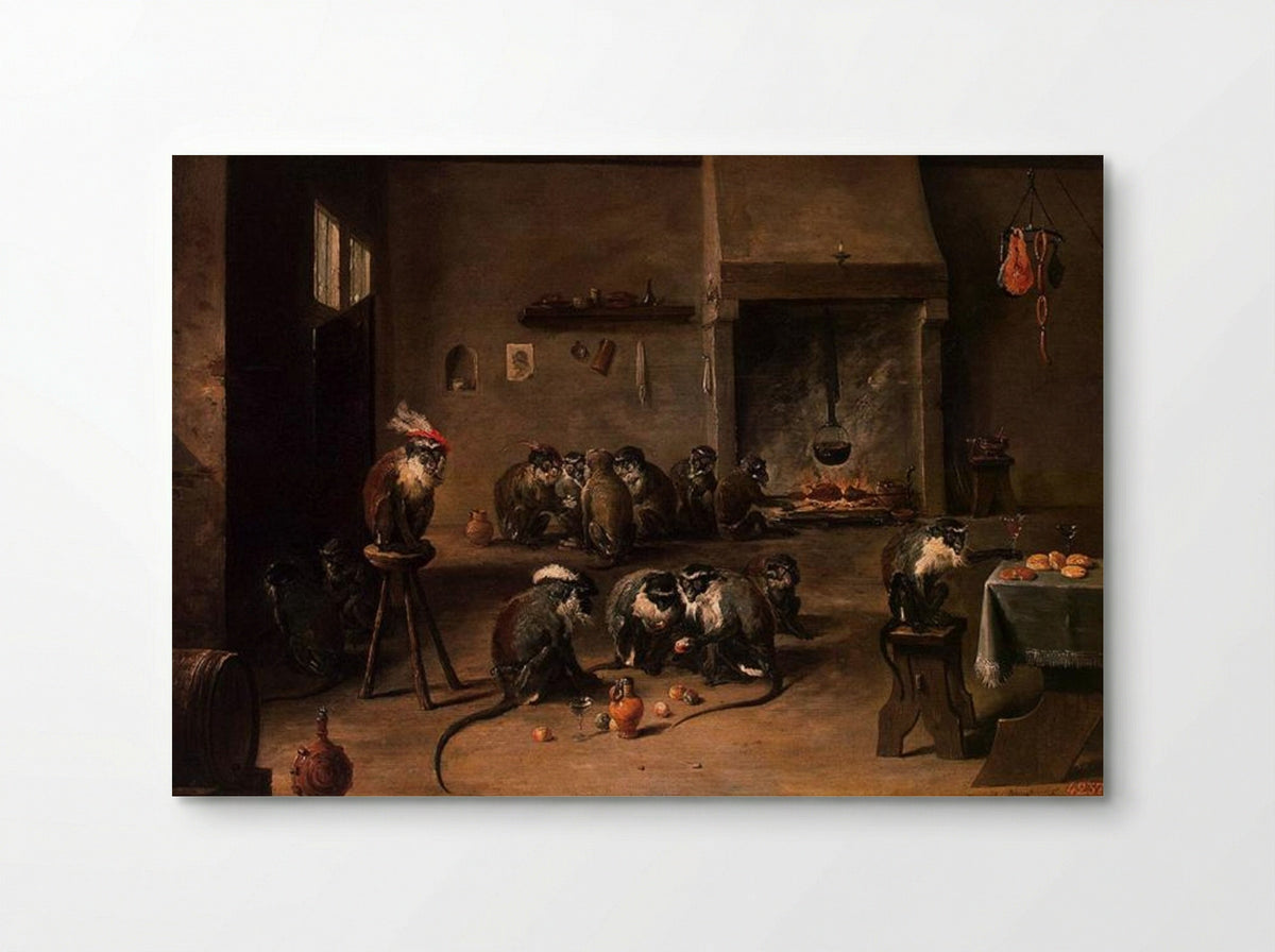 Monkeys in a Kitchen - David Teniers the Younger - Poster