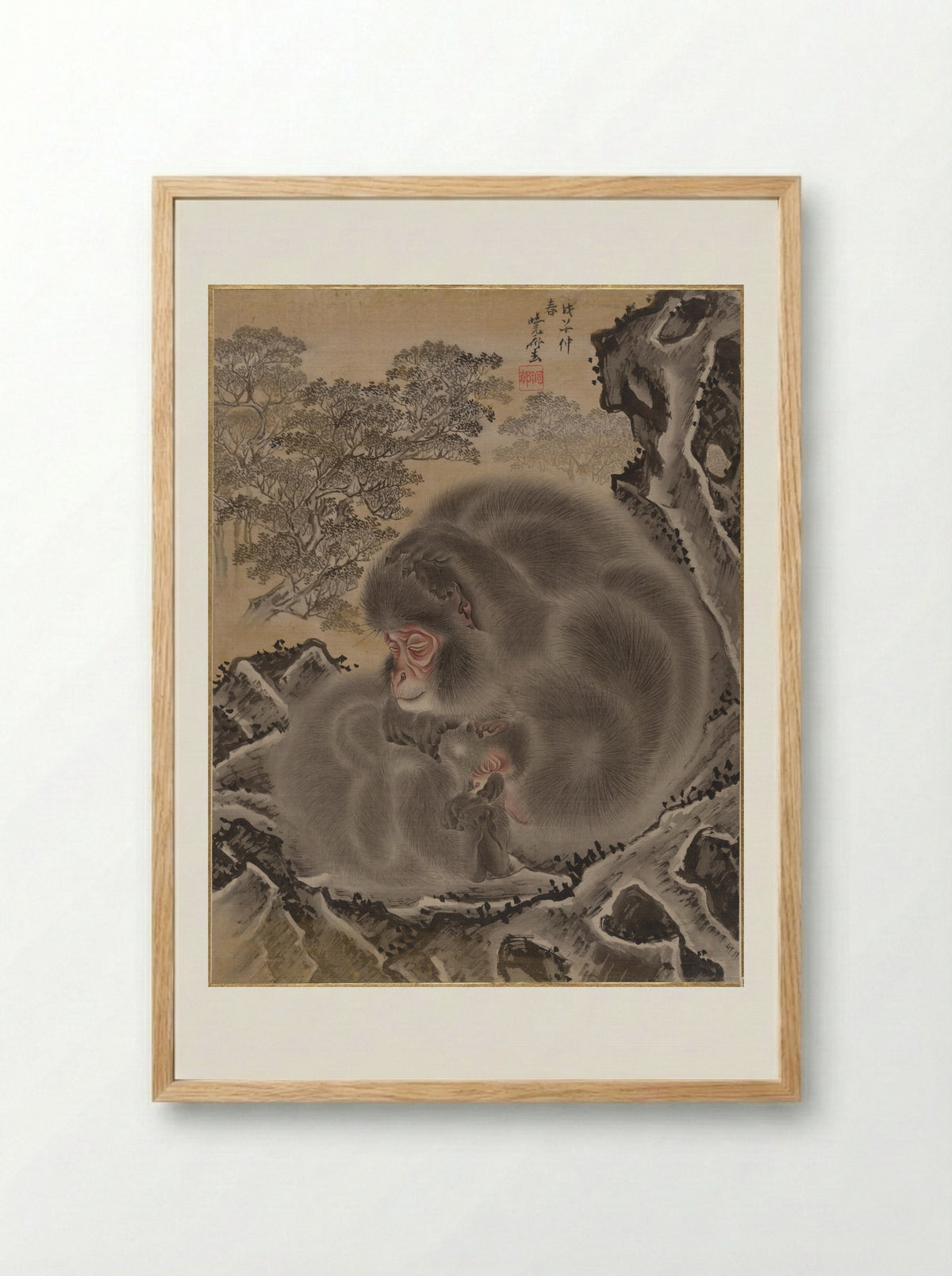 Monkeys - Kawanabe Kyōsai - Framed Print Wood