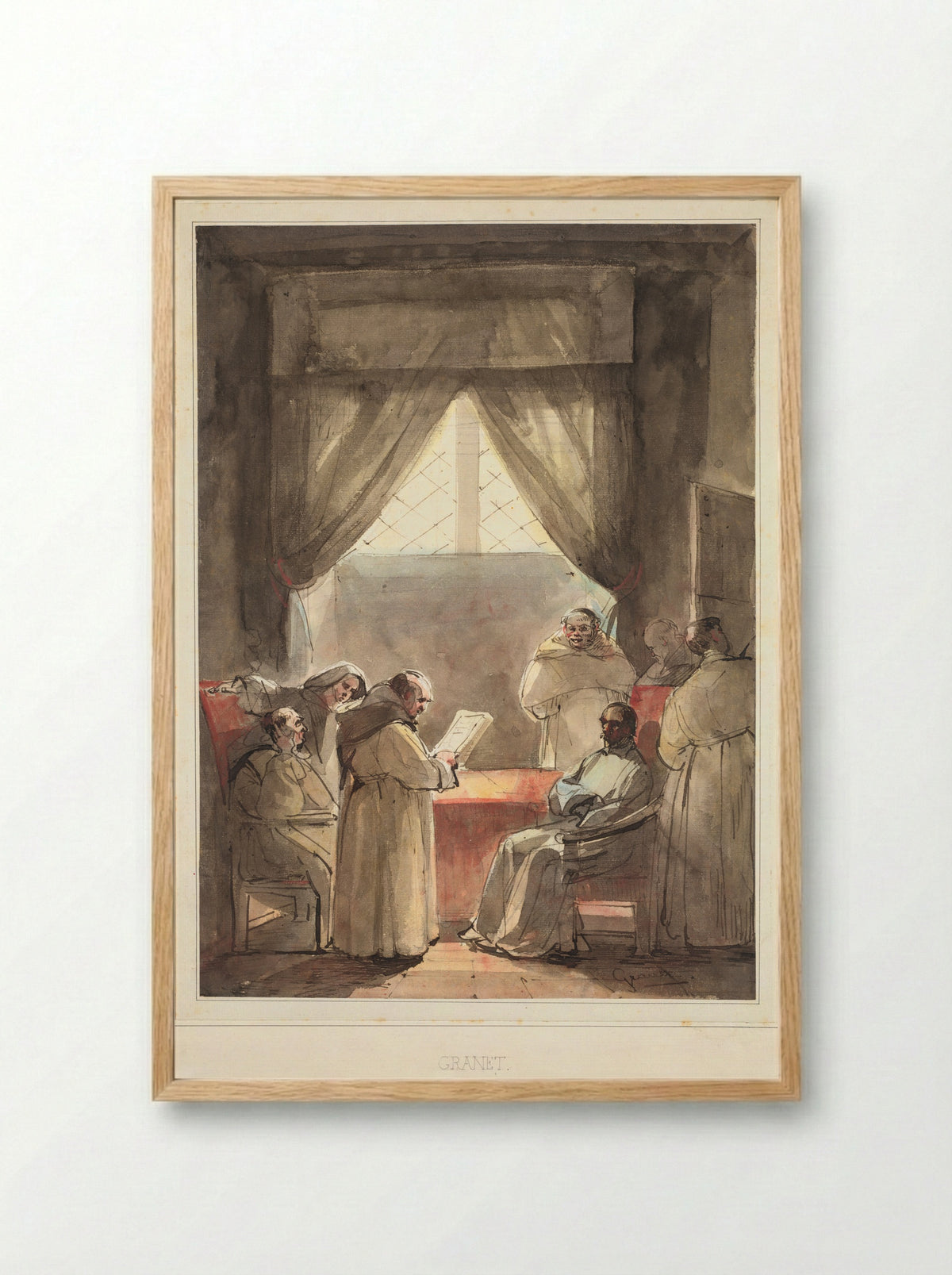 Monks in a Cloister - François-Marius Granet - Framed Print Wood