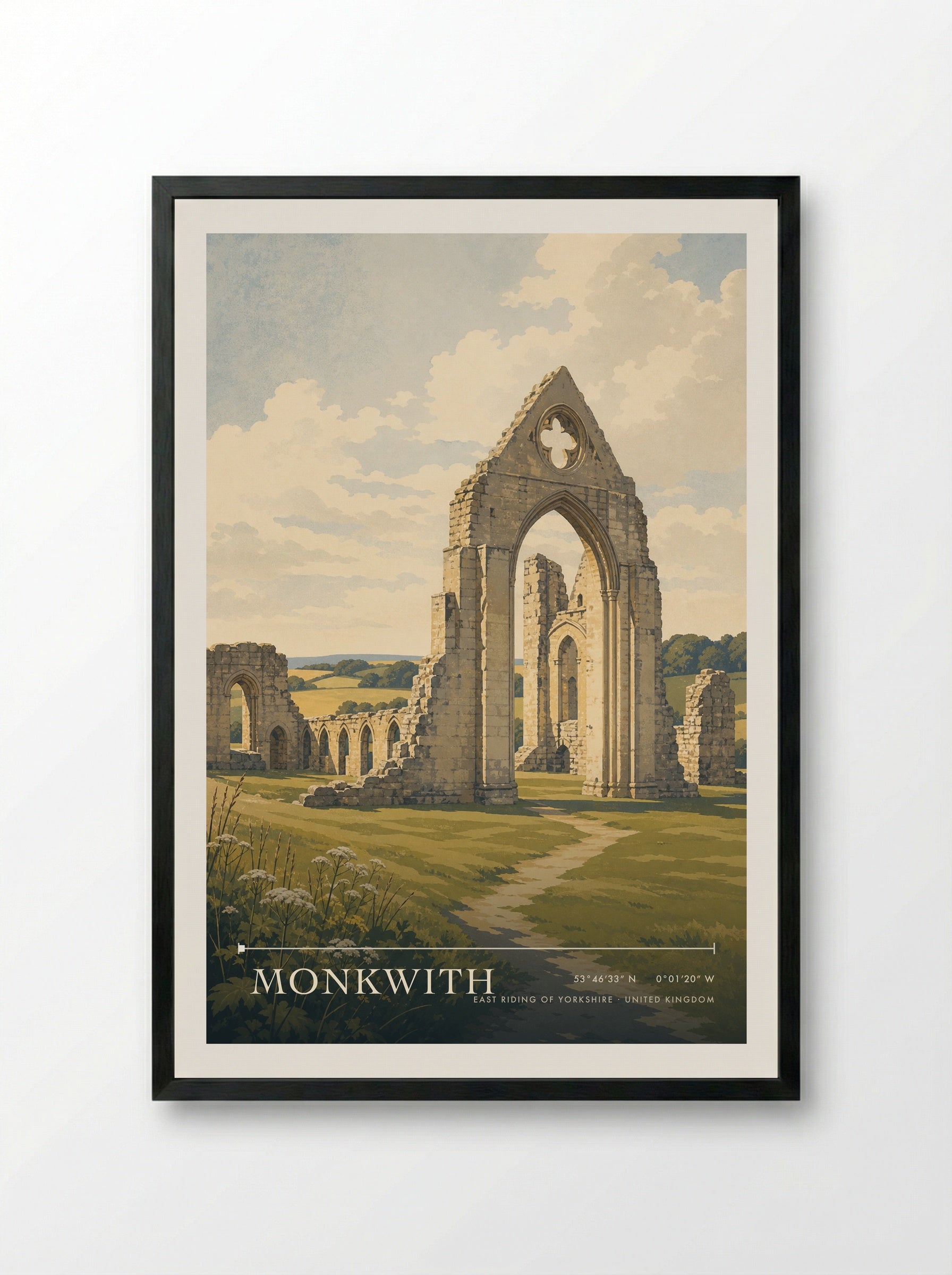 Monkwith East Riding of Yorkshire United Kingdom Travel Poster - Framed Print Black