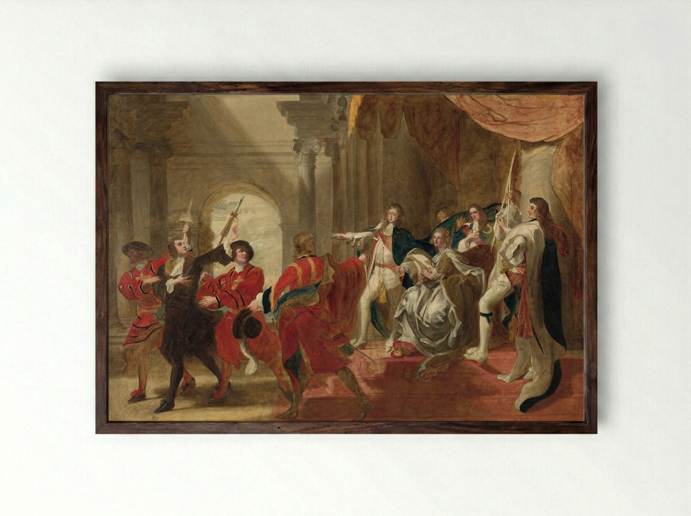 Monmouth before James II - John Singleton Copley - Framed Print Dark Wood