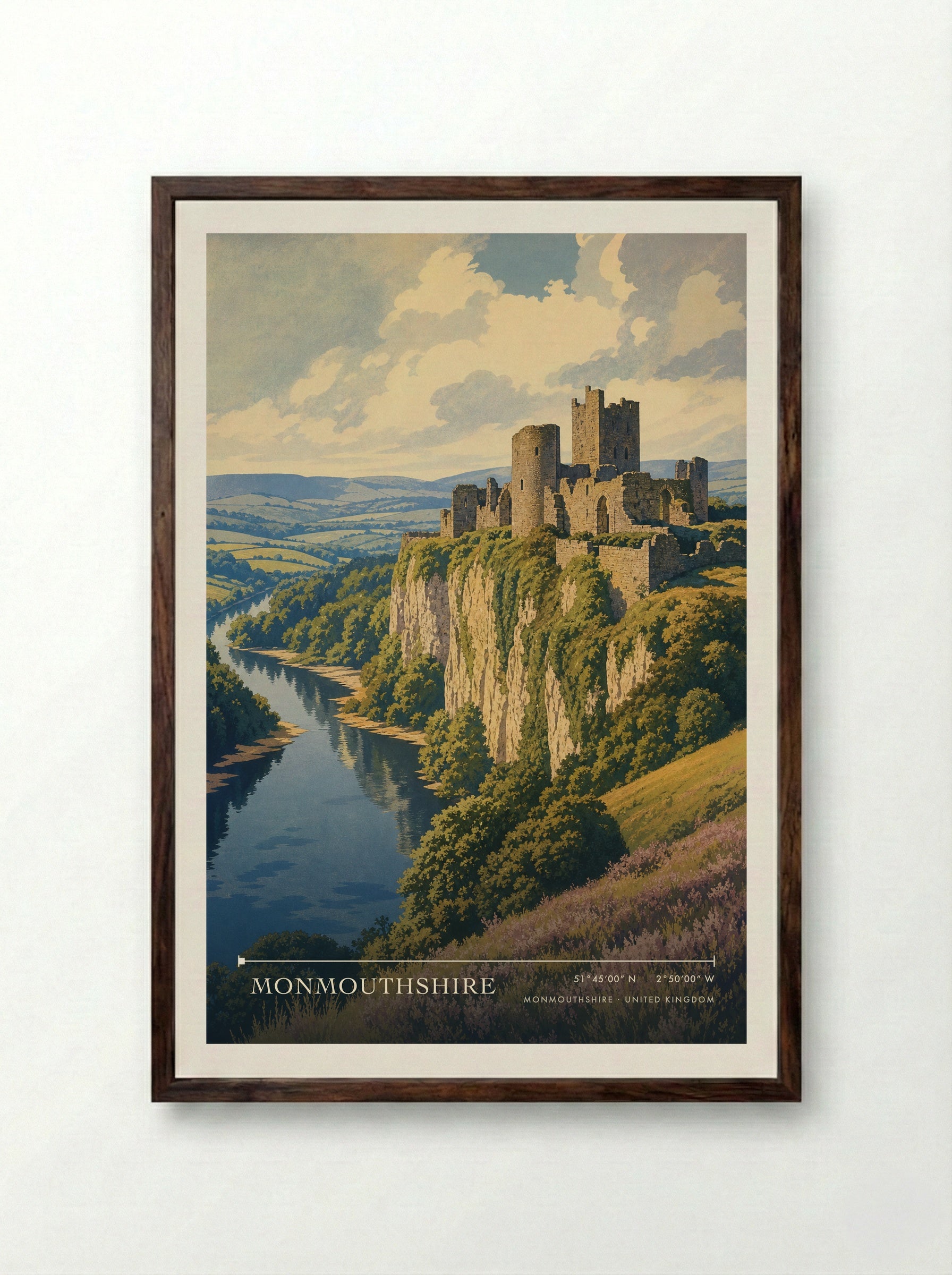 Monmouthshire United Kingdom Travel Poster - Framed Print Dark Wood