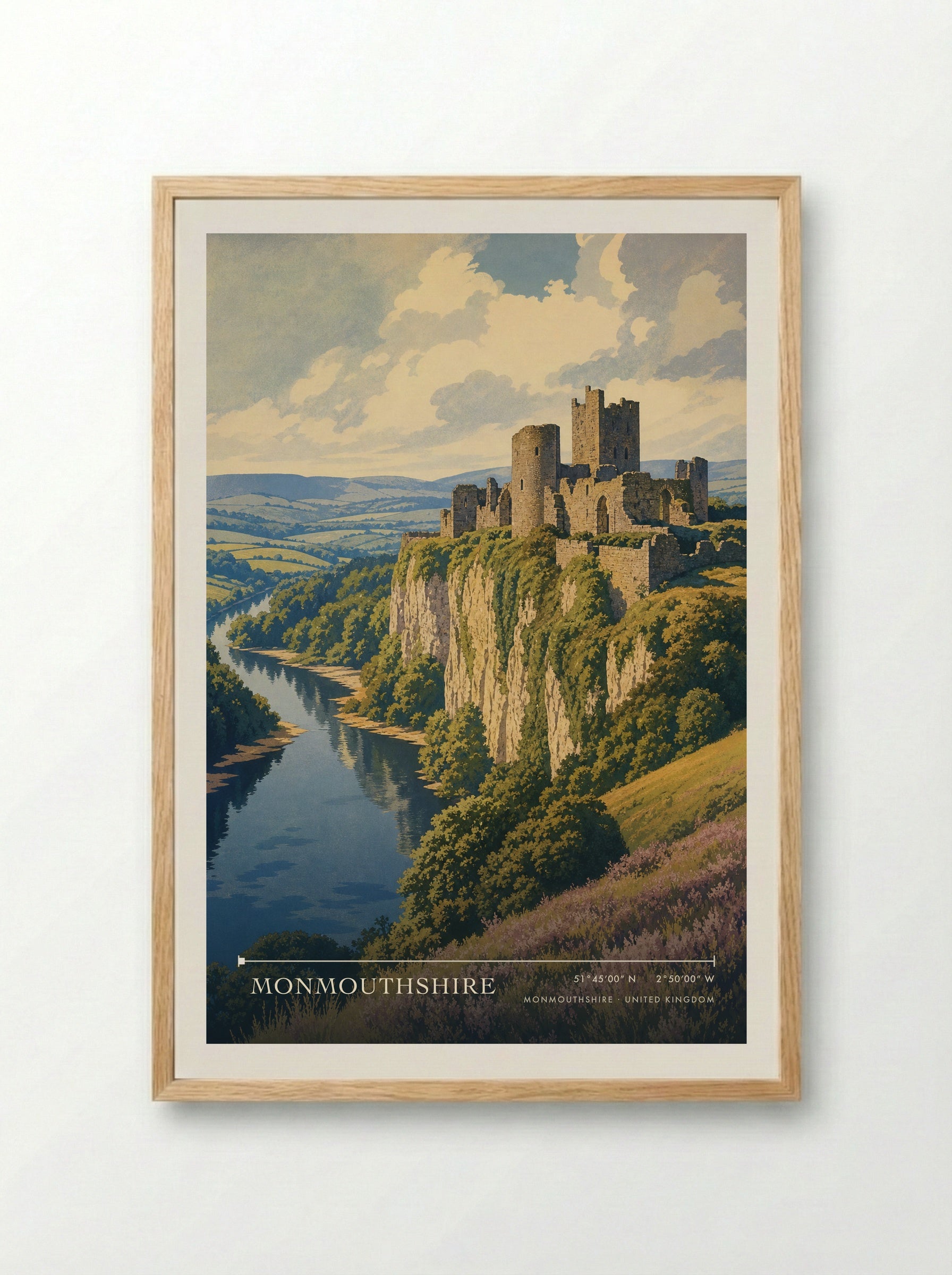 Monmouthshire United Kingdom Travel Poster - Framed Print Wood