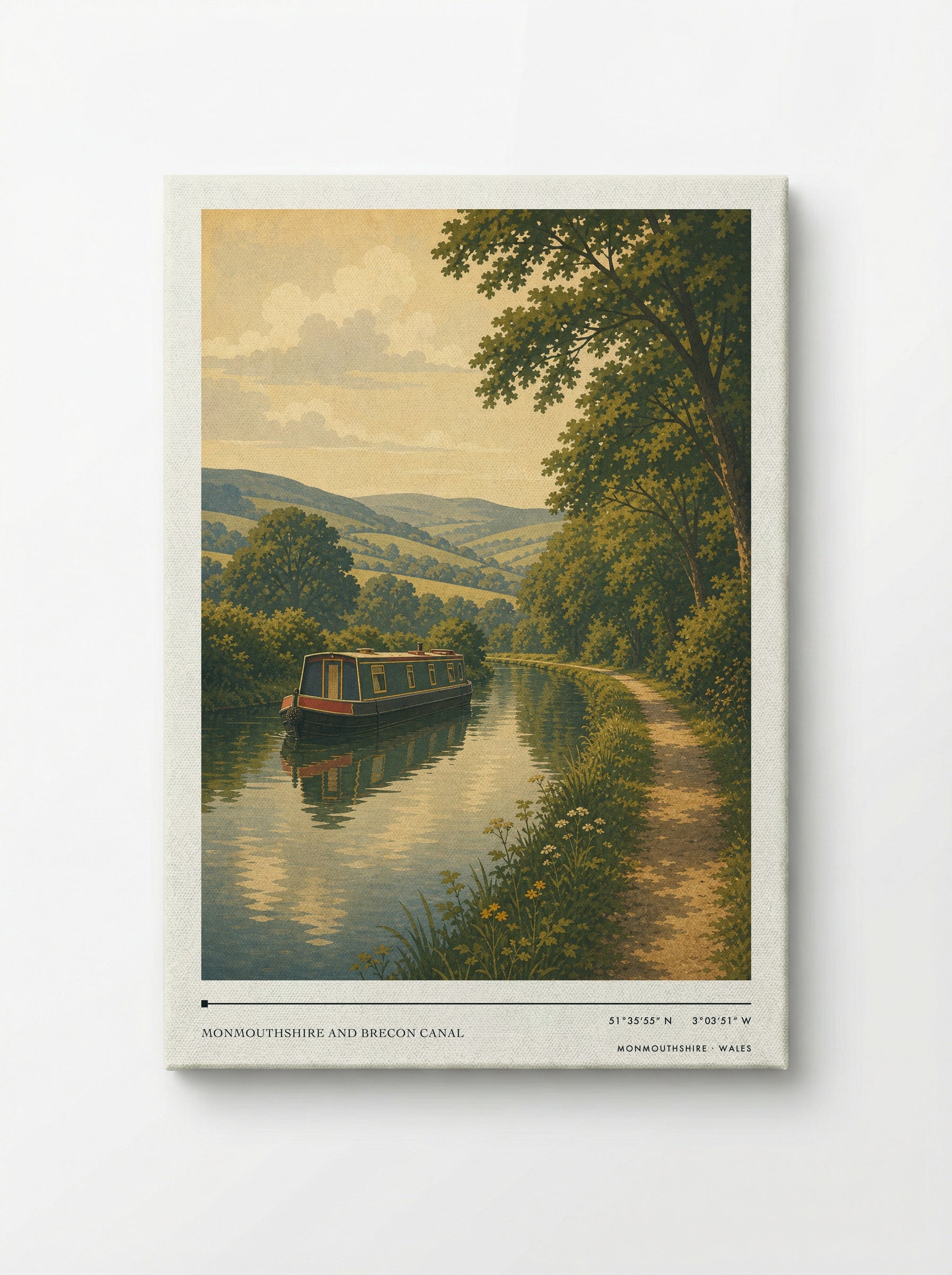Monmouthshire and Brecon Canal Wales Travel Poster - Canvas