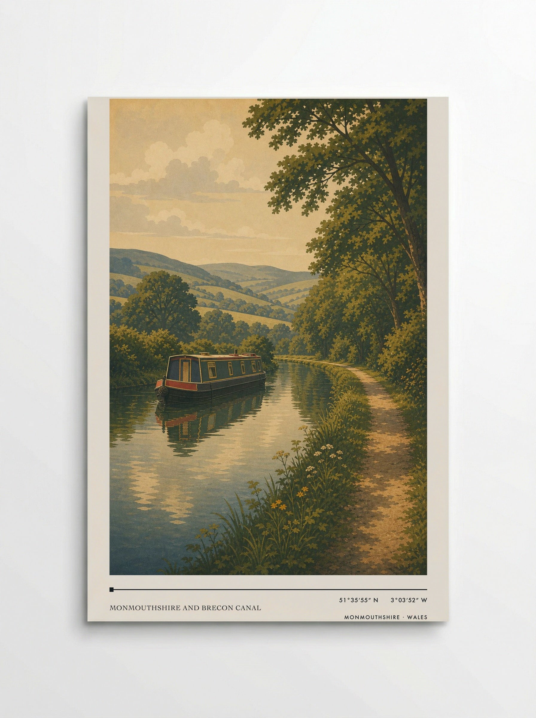 Monmouthshire and Brecon Canal Wales Travel Poster - Poster